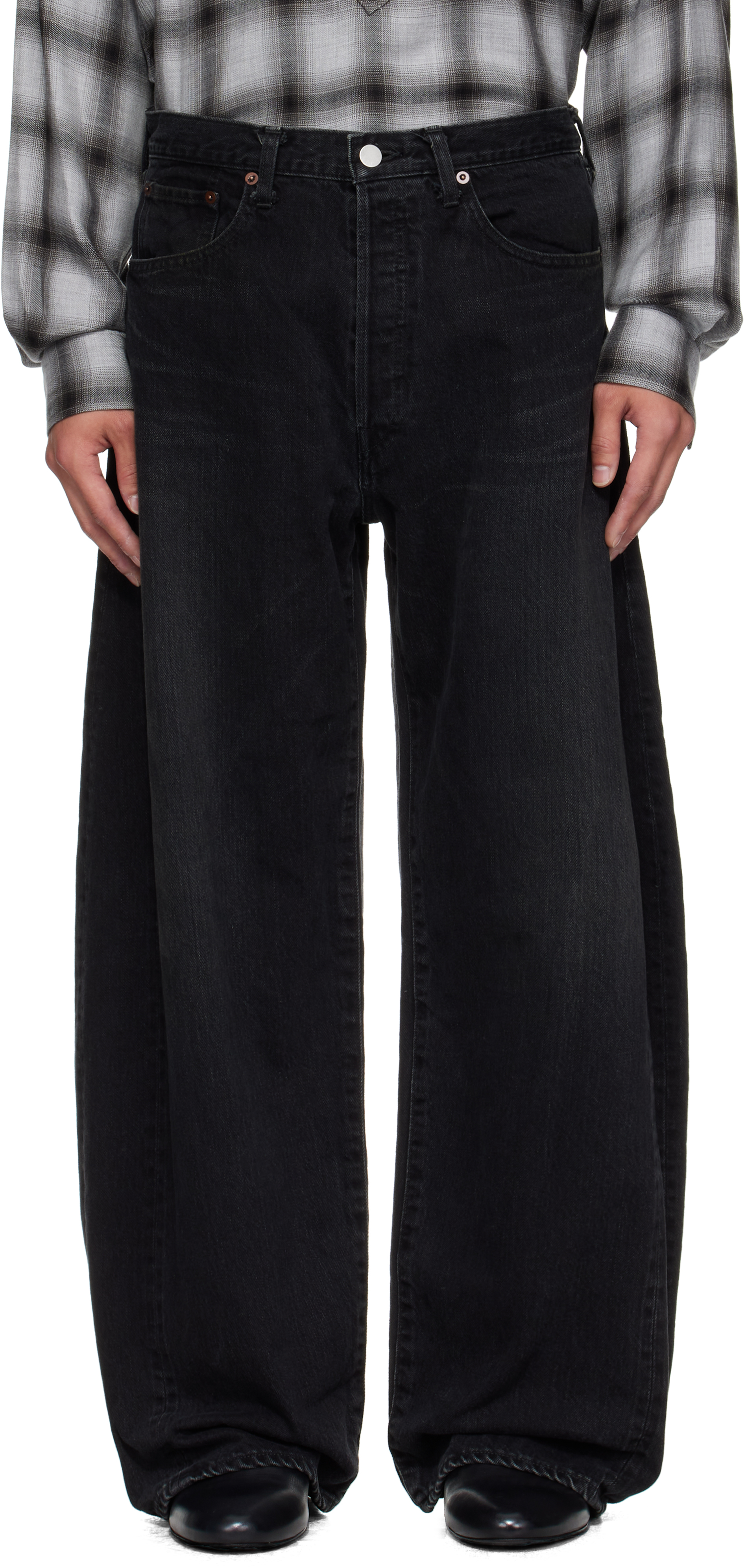 M*ト様 stein DEFORMATION WIDE DENIM JEANS stein: Black Deformation Wide Jeans | SSENSE Canada