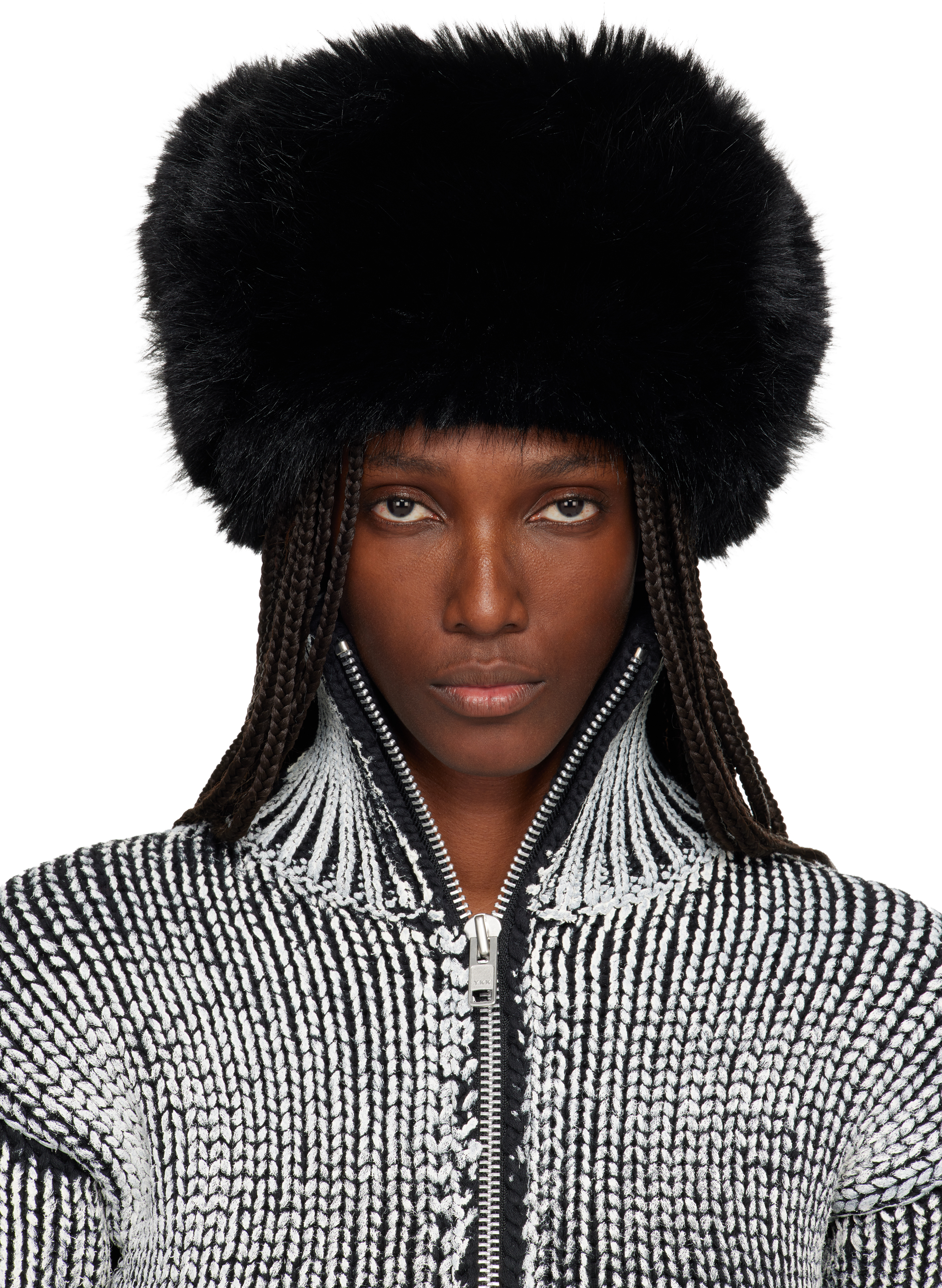 Vaquera Black Leather & Faux-fur Trapper Hat