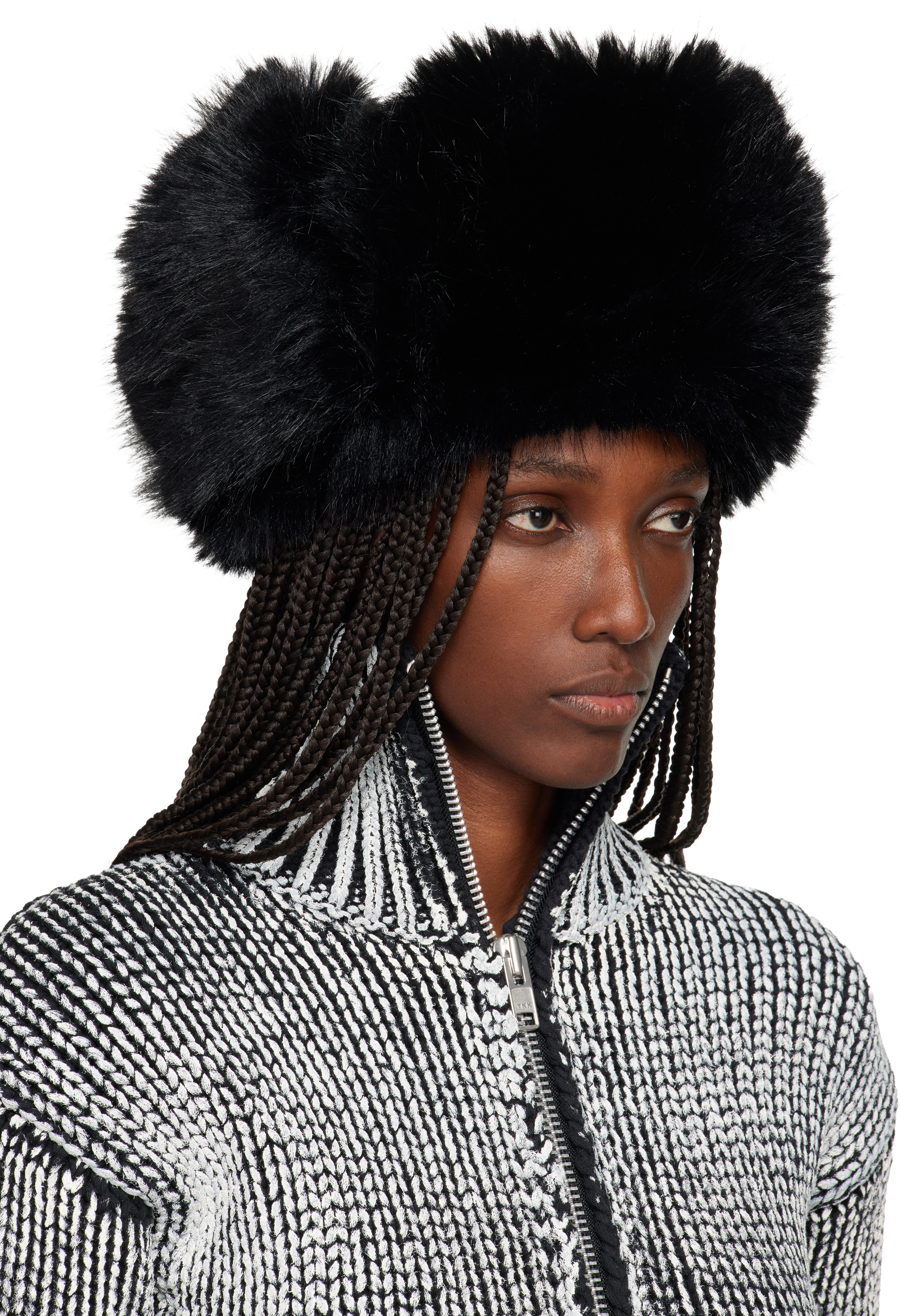 Vaquera Black Leather & Faux-fur Trapper Hat In Black