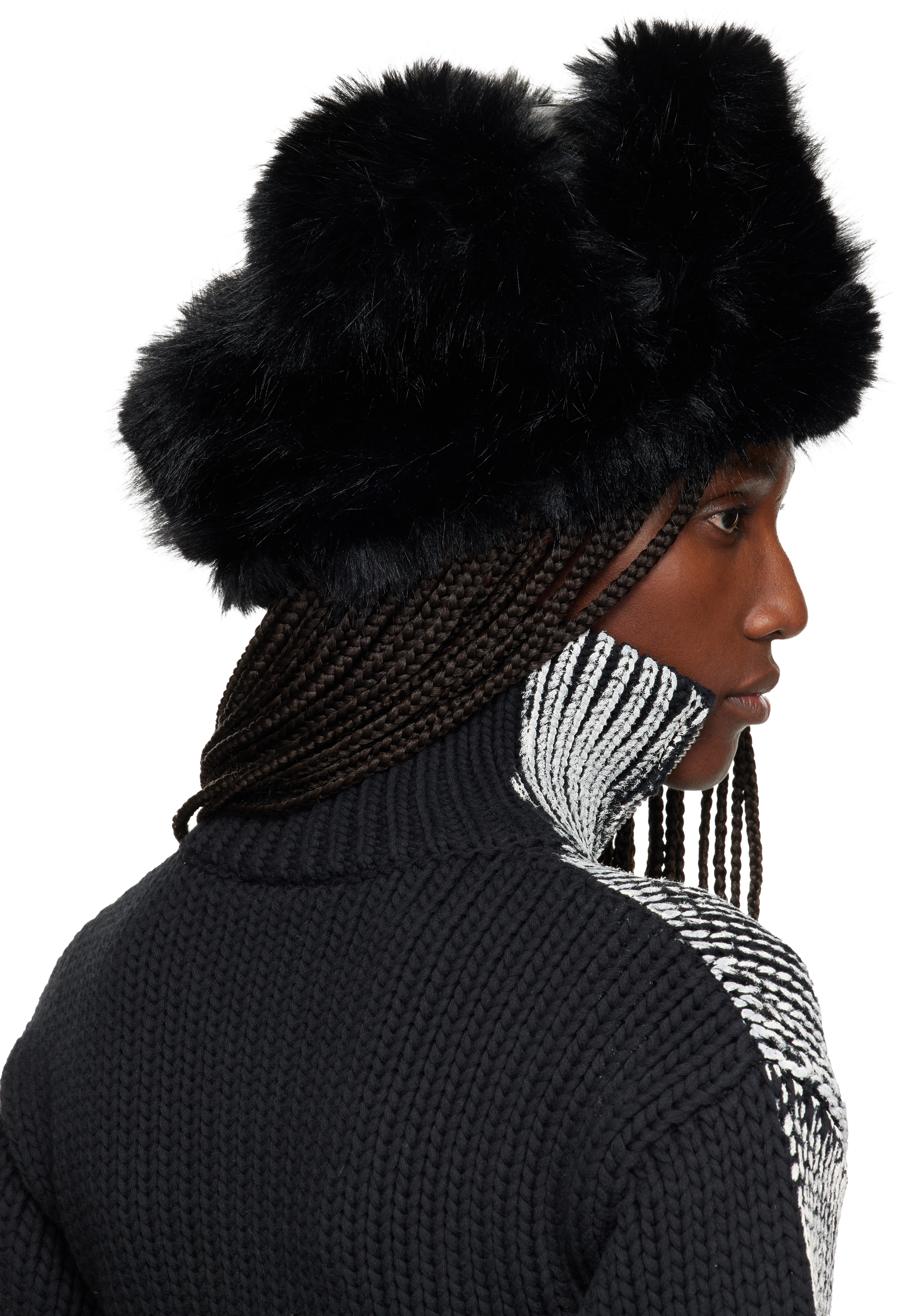 Vaquera Black Leather & Faux-fur Trapper Hat In Black