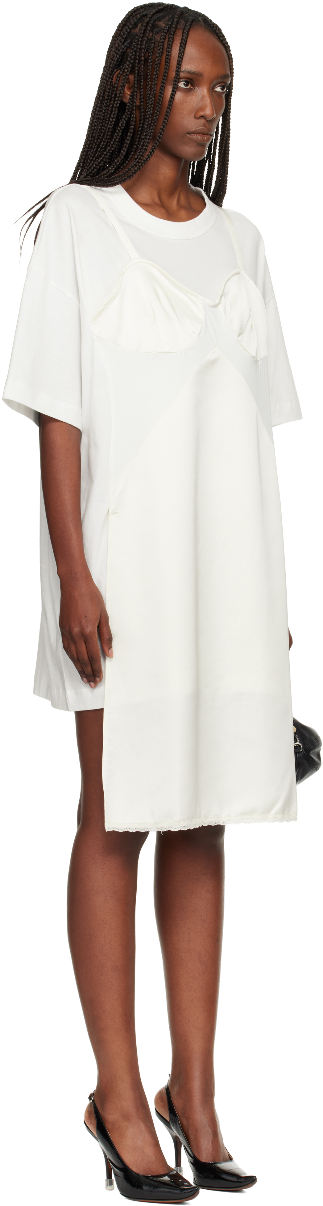 Vaquera Off-white Slip T-shirt Minidress In White