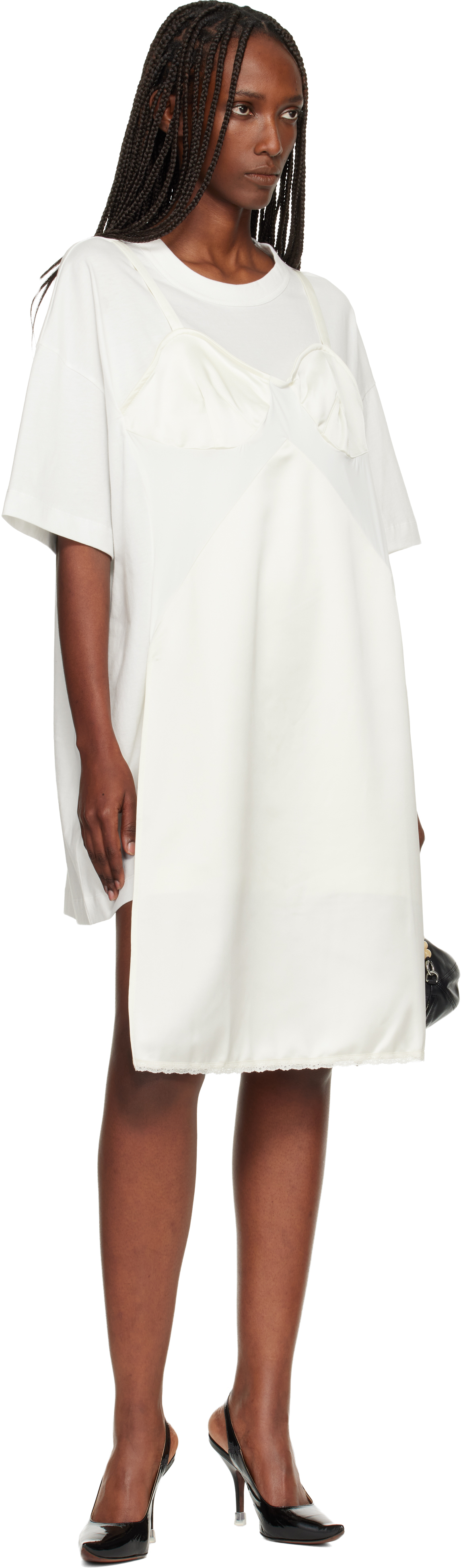 Vaquera Off-white Slip T-shirt Minidress In White