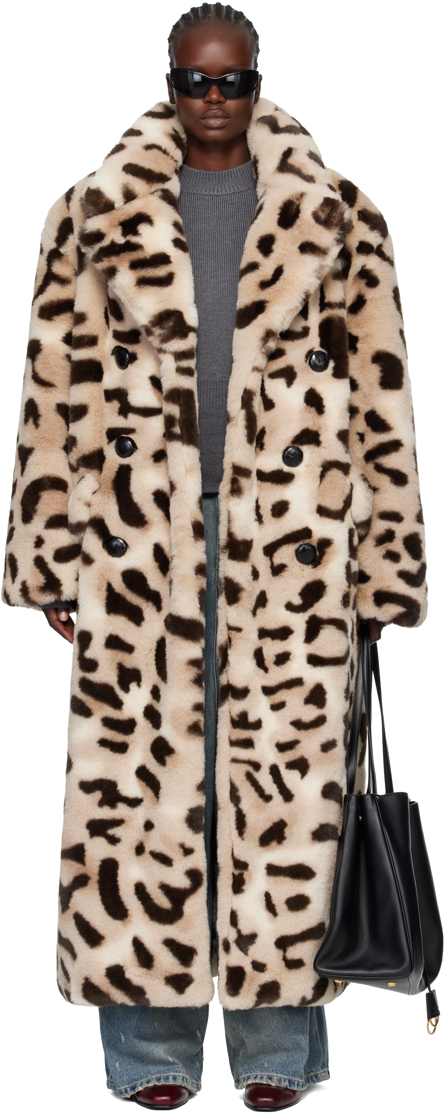 Beige & Brown Leopard Faux-Fur Coat by VAQUERA on Sale