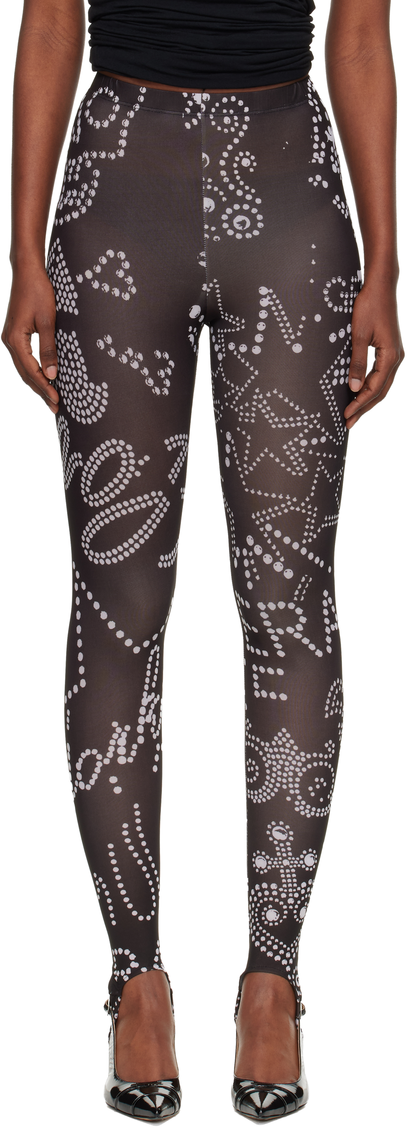 Vaquera Black Rhinestuds Leggings In Black