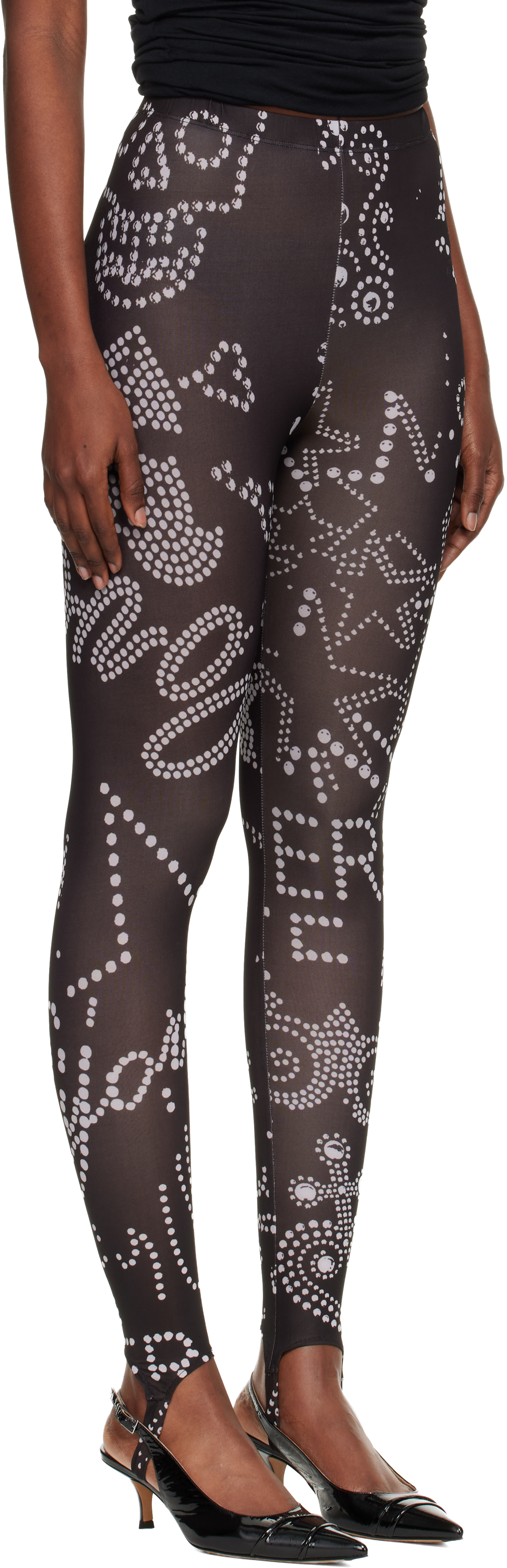 Vaquera Black Rhinestuds Leggings In Black