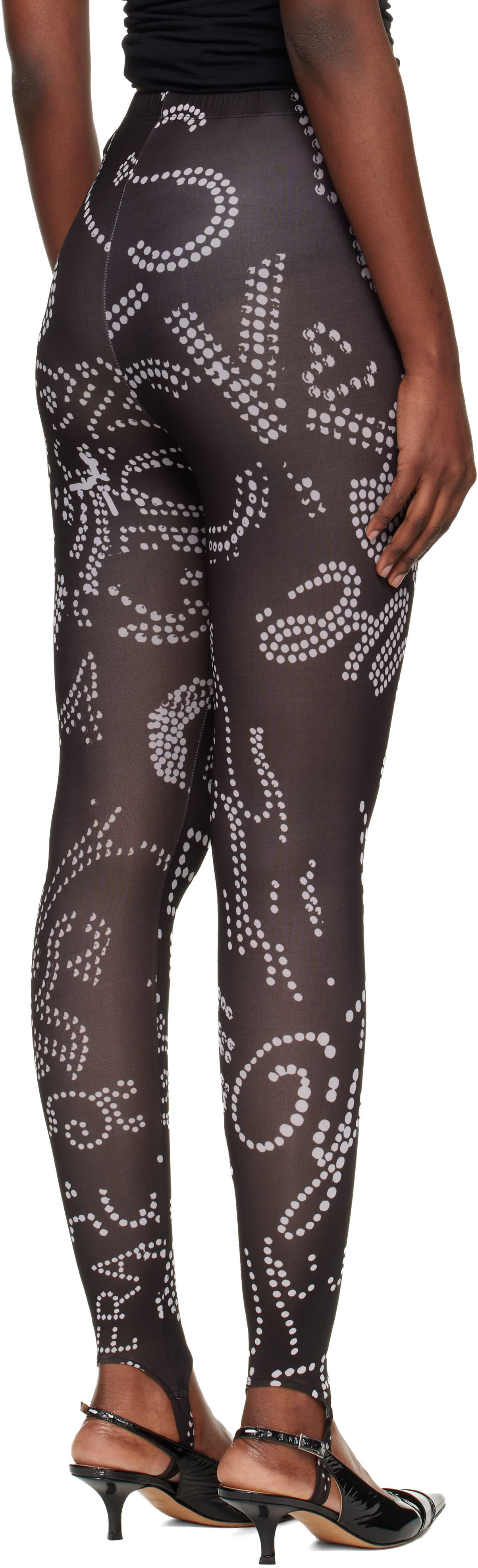 Vaquera Black Rhinestuds Leggings In Black