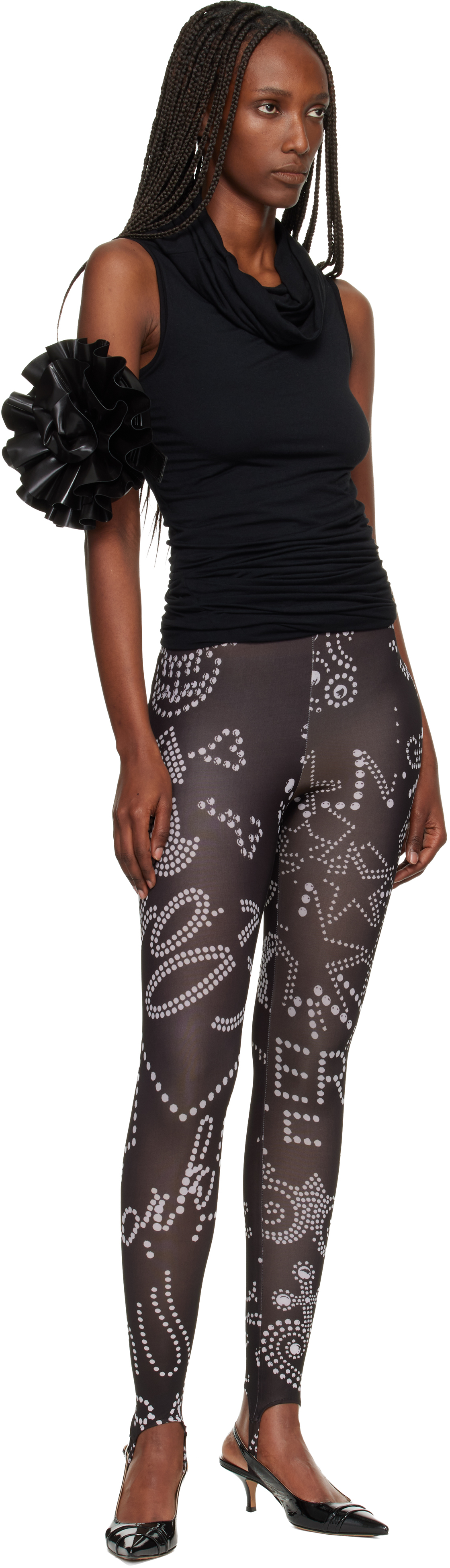 Vaquera Black Rhinestuds Leggings In Black