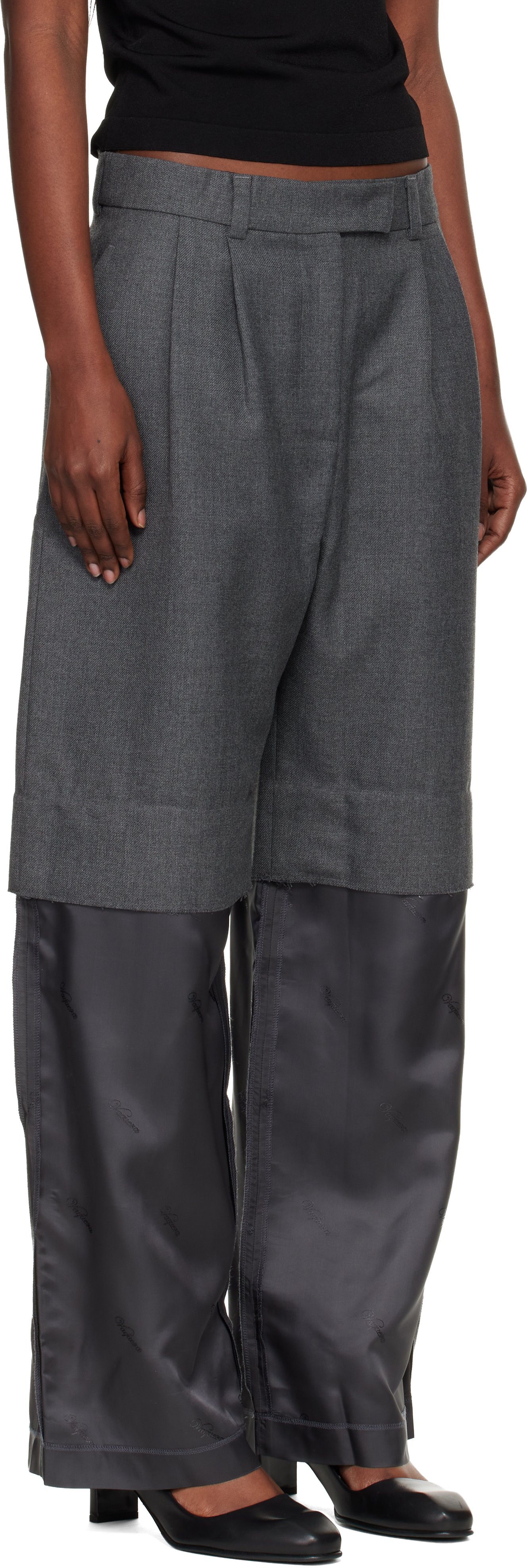 Vaquera Pleated-front Panelled Trousers In Gray