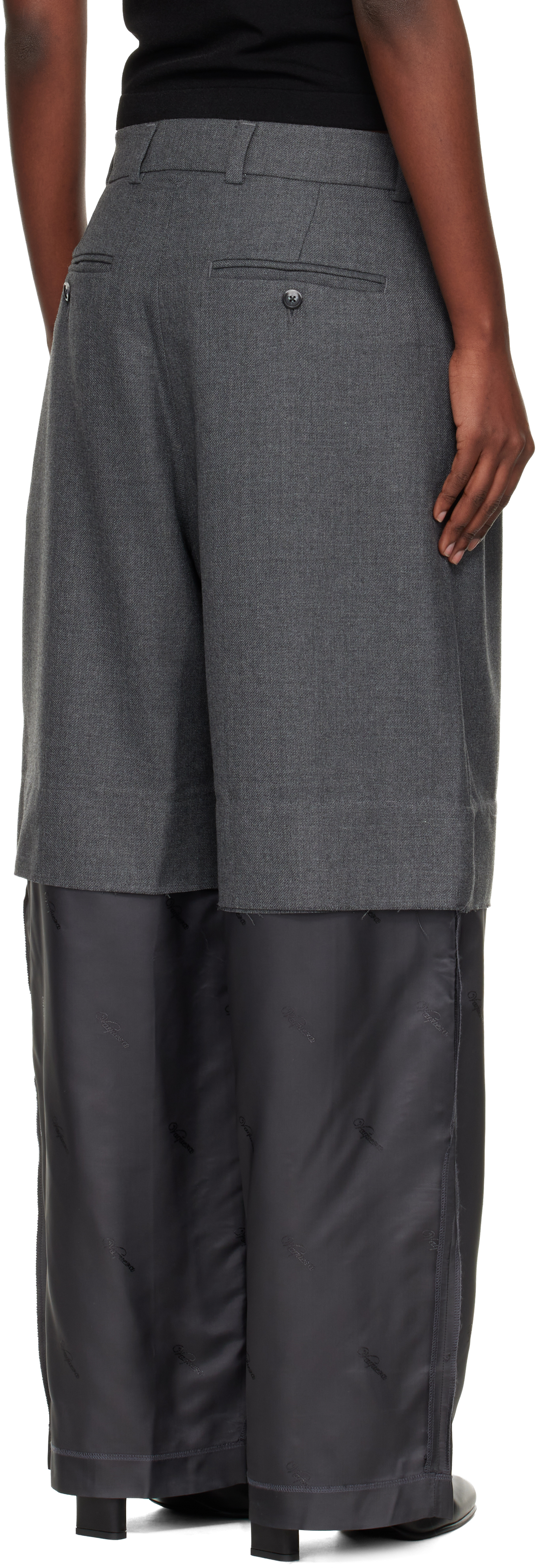 Vaquera Pleated-front Panelled Trousers In Gray