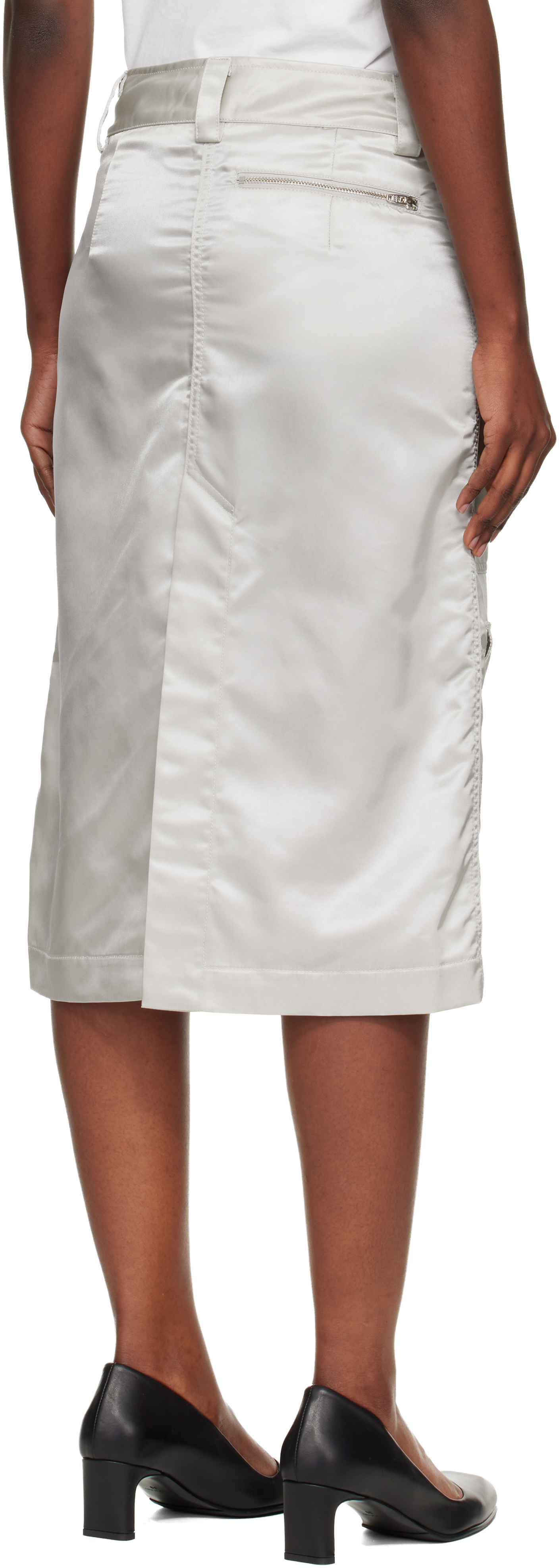 Vaquera Gray Aviator Cargo Midi Skirt In Animal Print