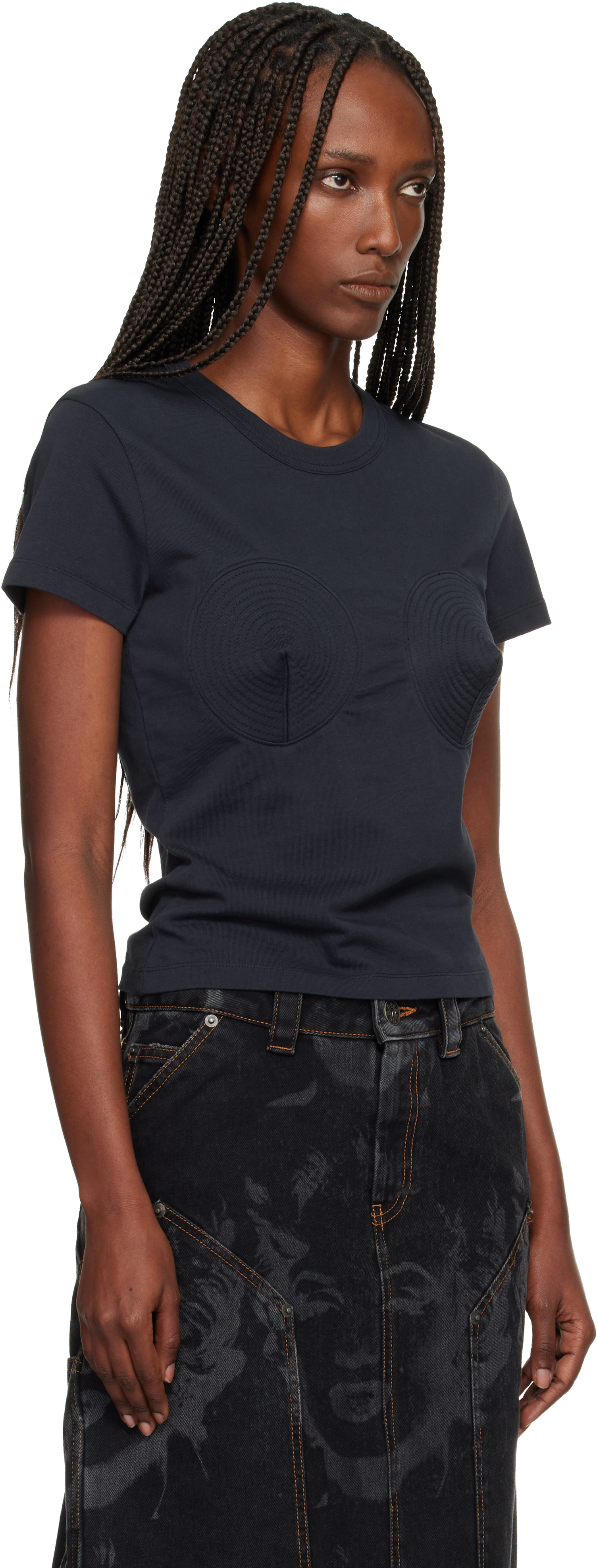 Vaquera Black Bullet Bra T-shirt In Blue