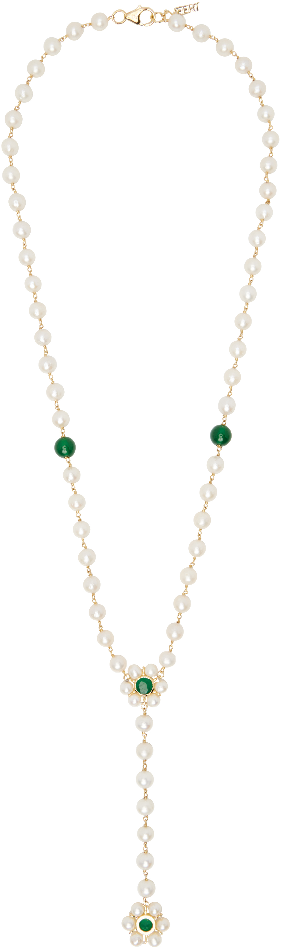 'The Macro Flower Pearl Rosary' Necklace