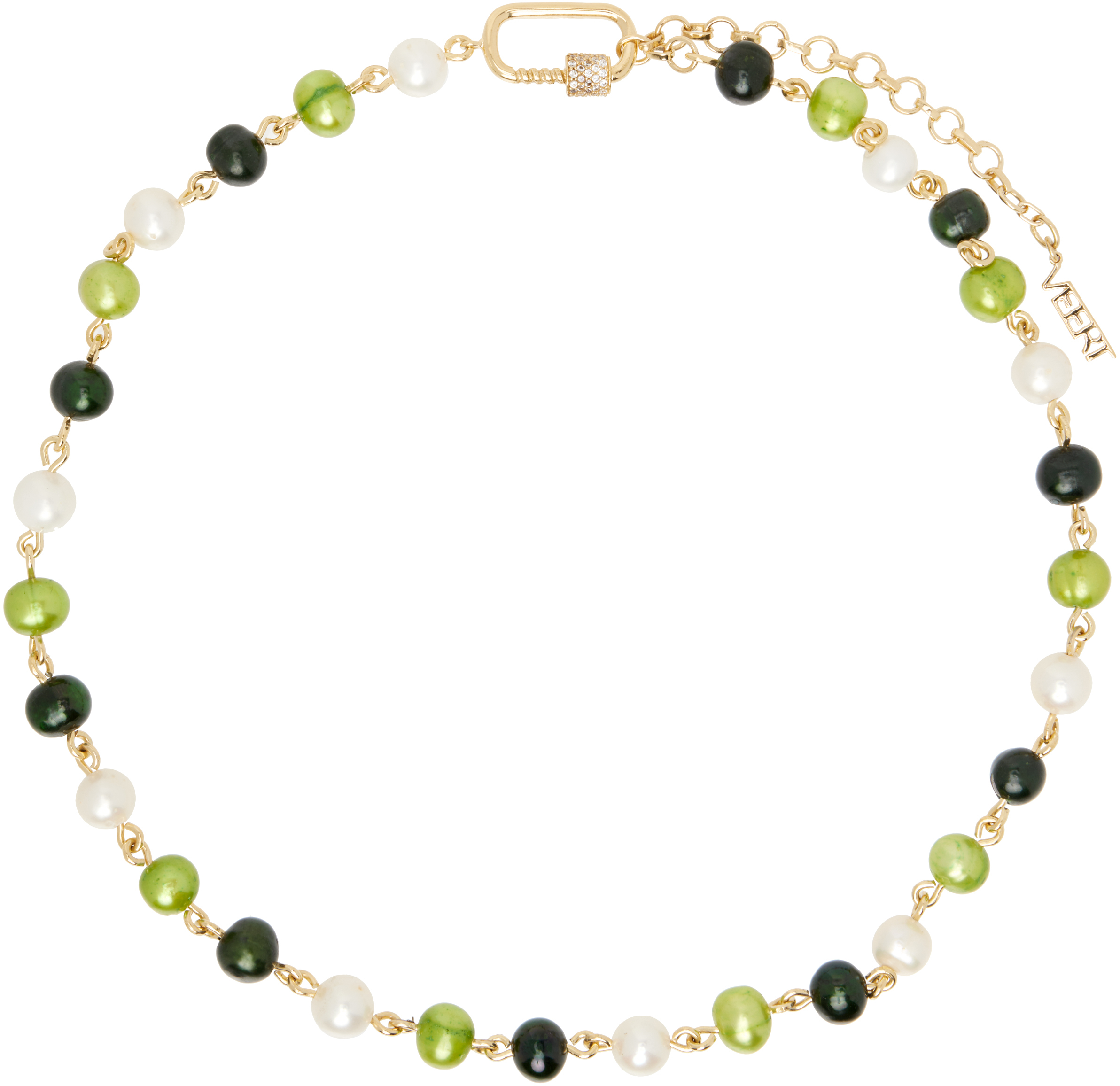 'The Single Multi Green Freshwater Pearl' Necklace