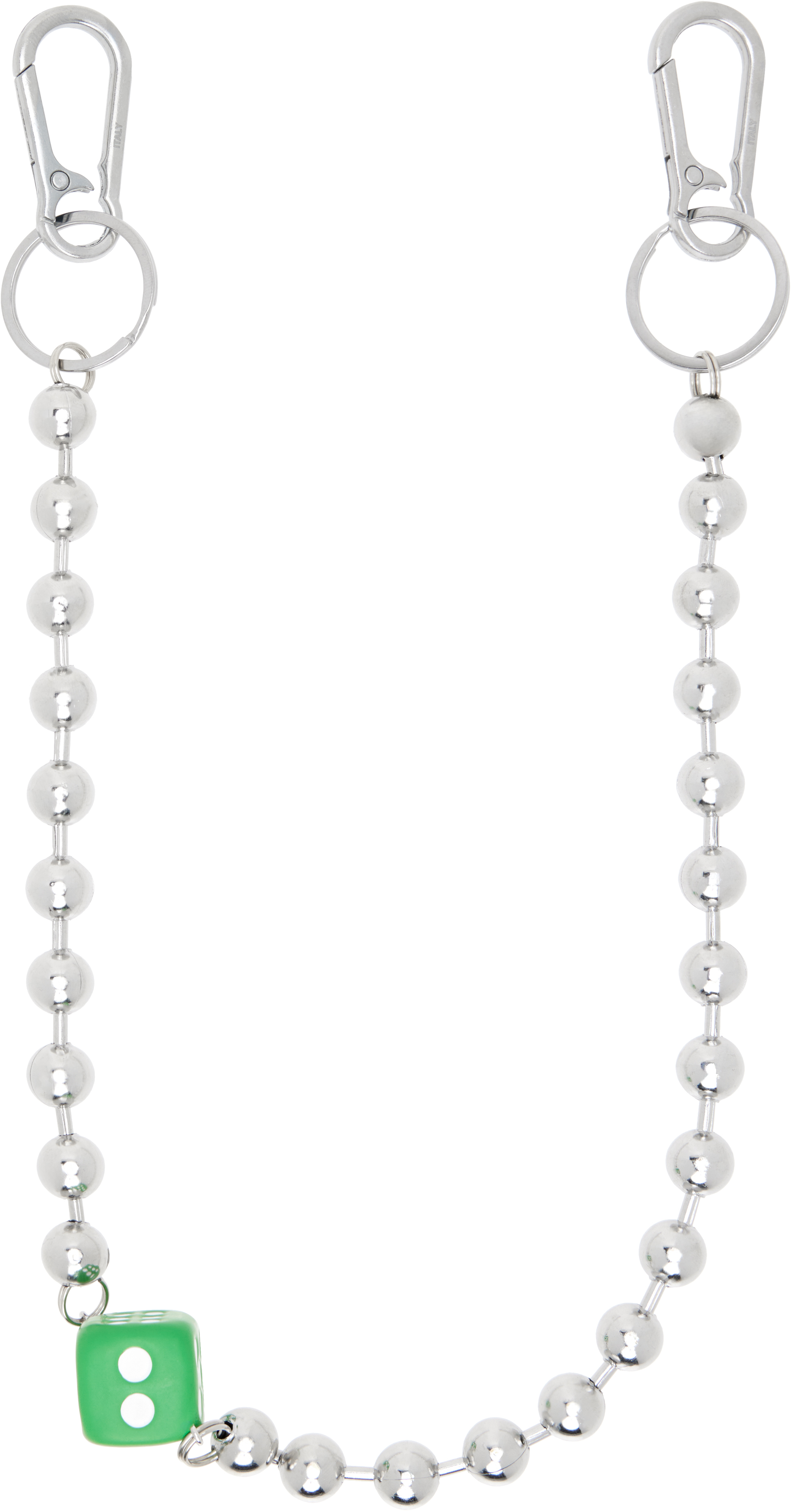 Veert Silver & Green 'the Ball Dice Wallet Chain' Keychain In Multi