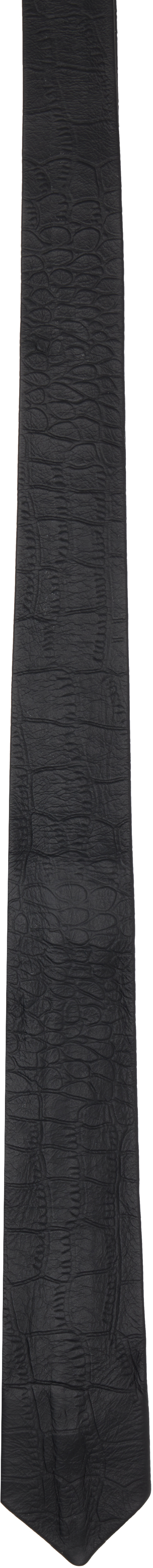 Black Croco Leather Tie