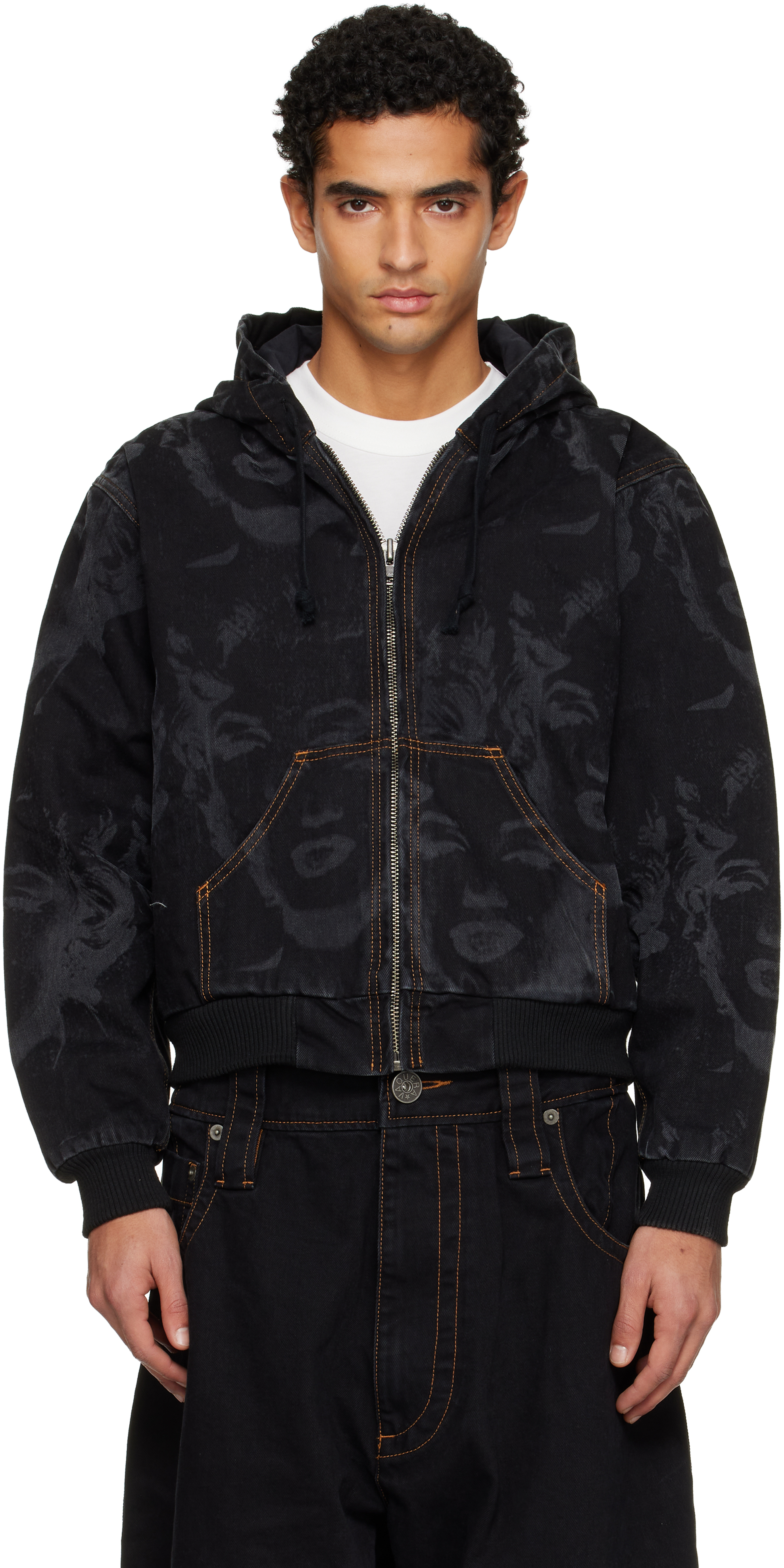 Vaquera Black Marilyn Denim Jacket In Animal Print