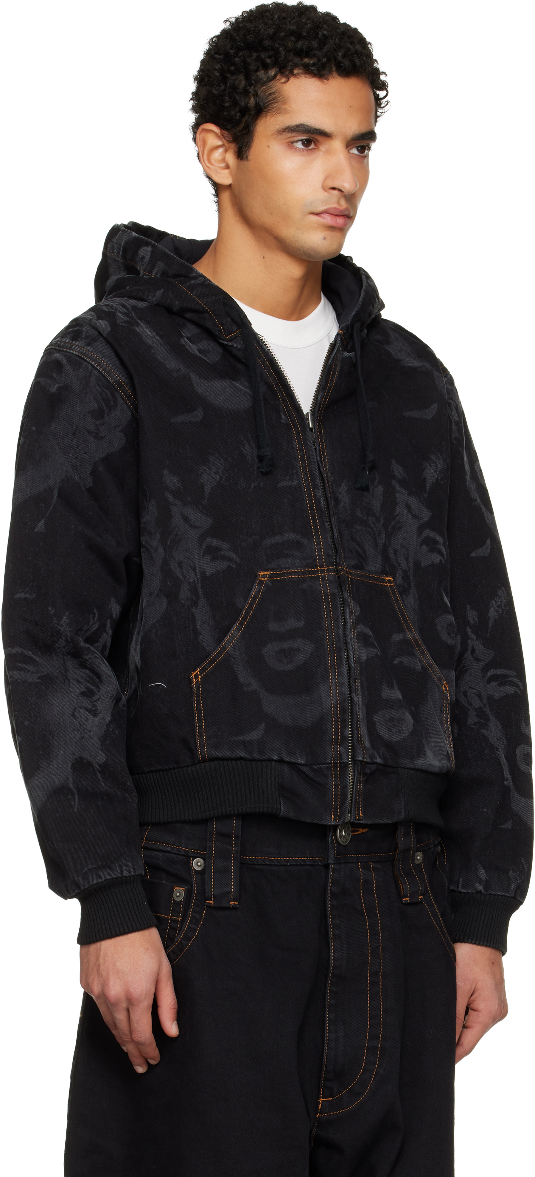 Vaquera Black Marilyn Denim Jacket In Animal Print