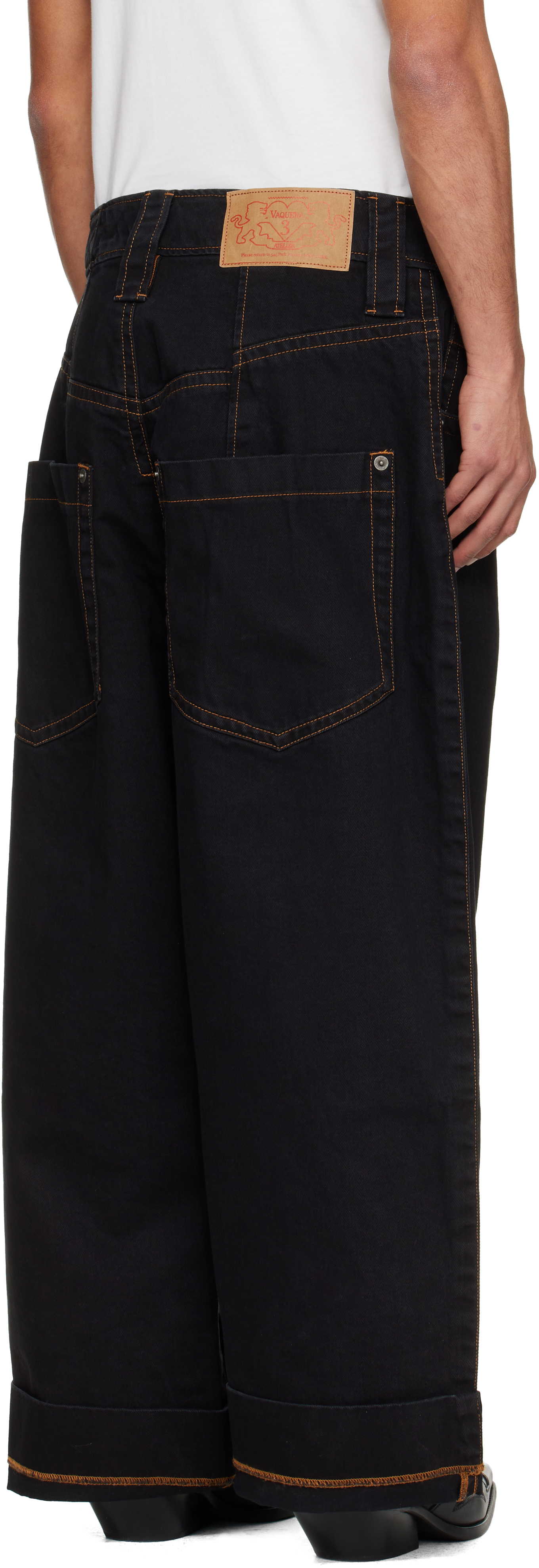 Vaquera Black Wide-leg Baby Jeans In Black