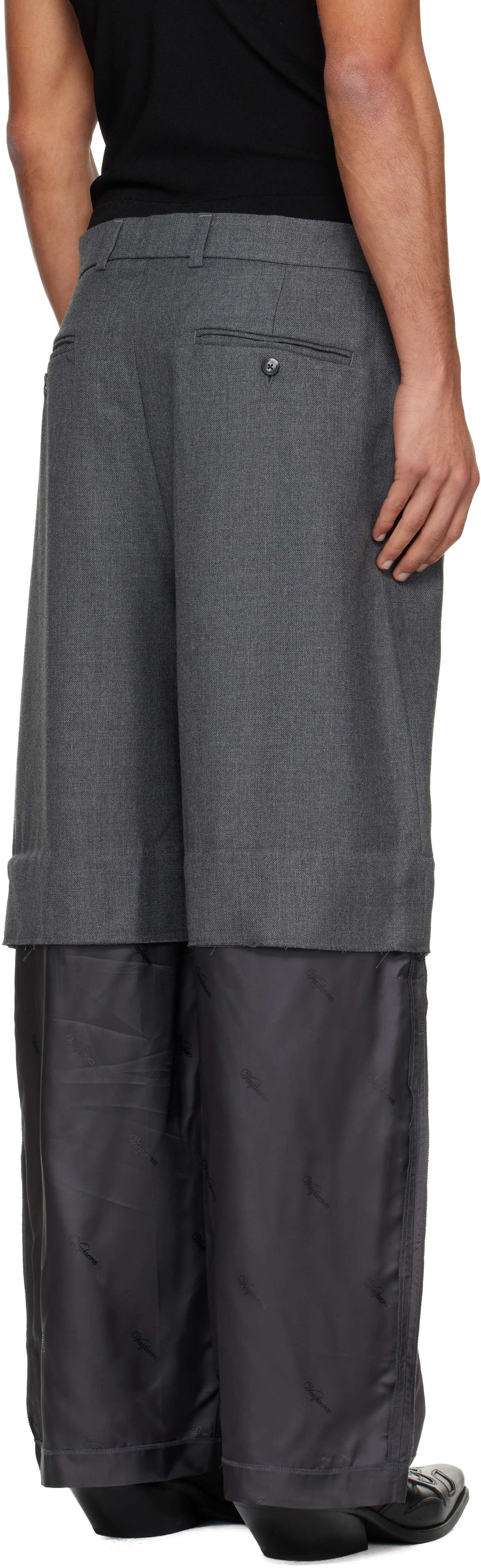 Vaquera Gray Chopped Trousers In Gray