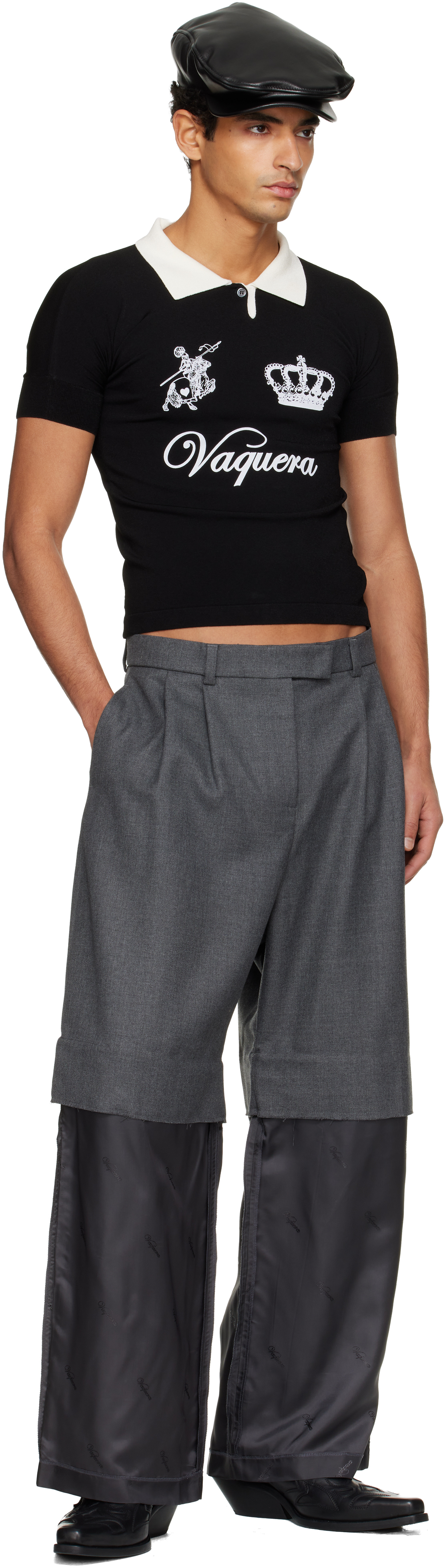 Vaquera Gray Chopped Trousers In Gray