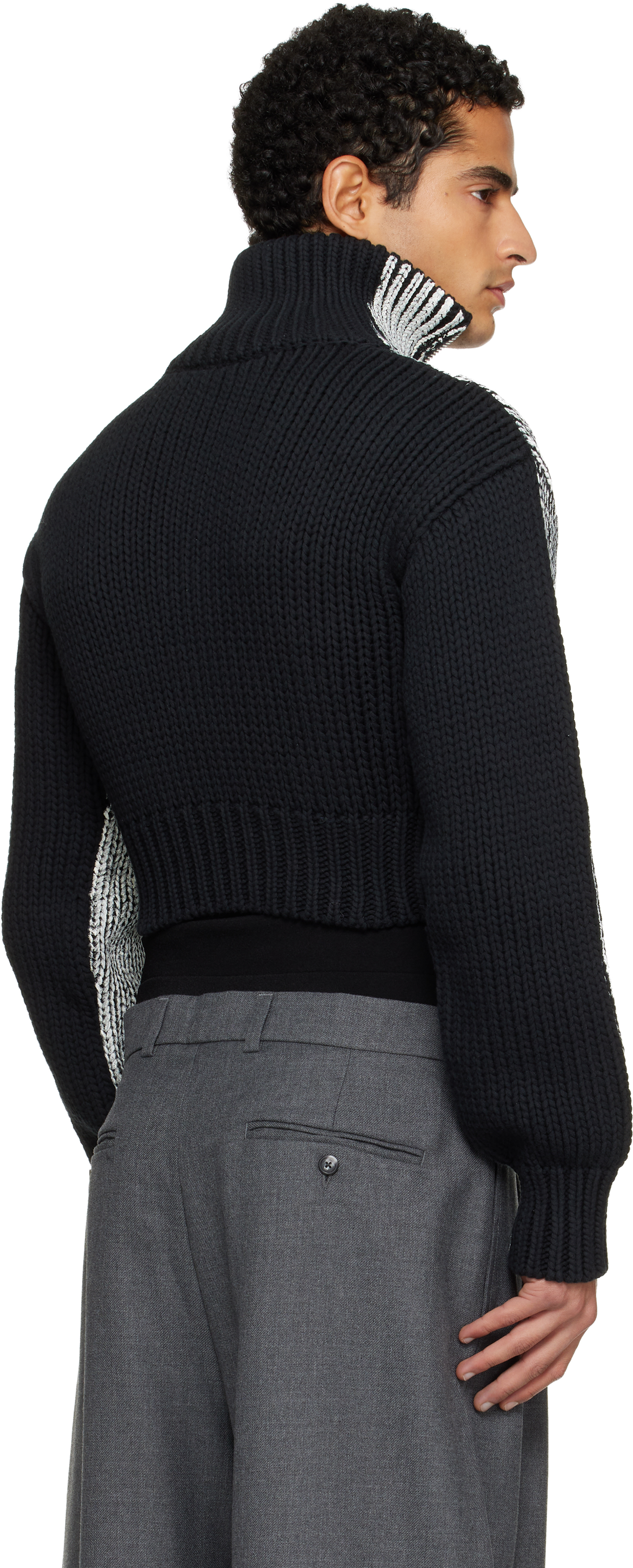 Vaquera Black & White Zipper Jacket In Gray