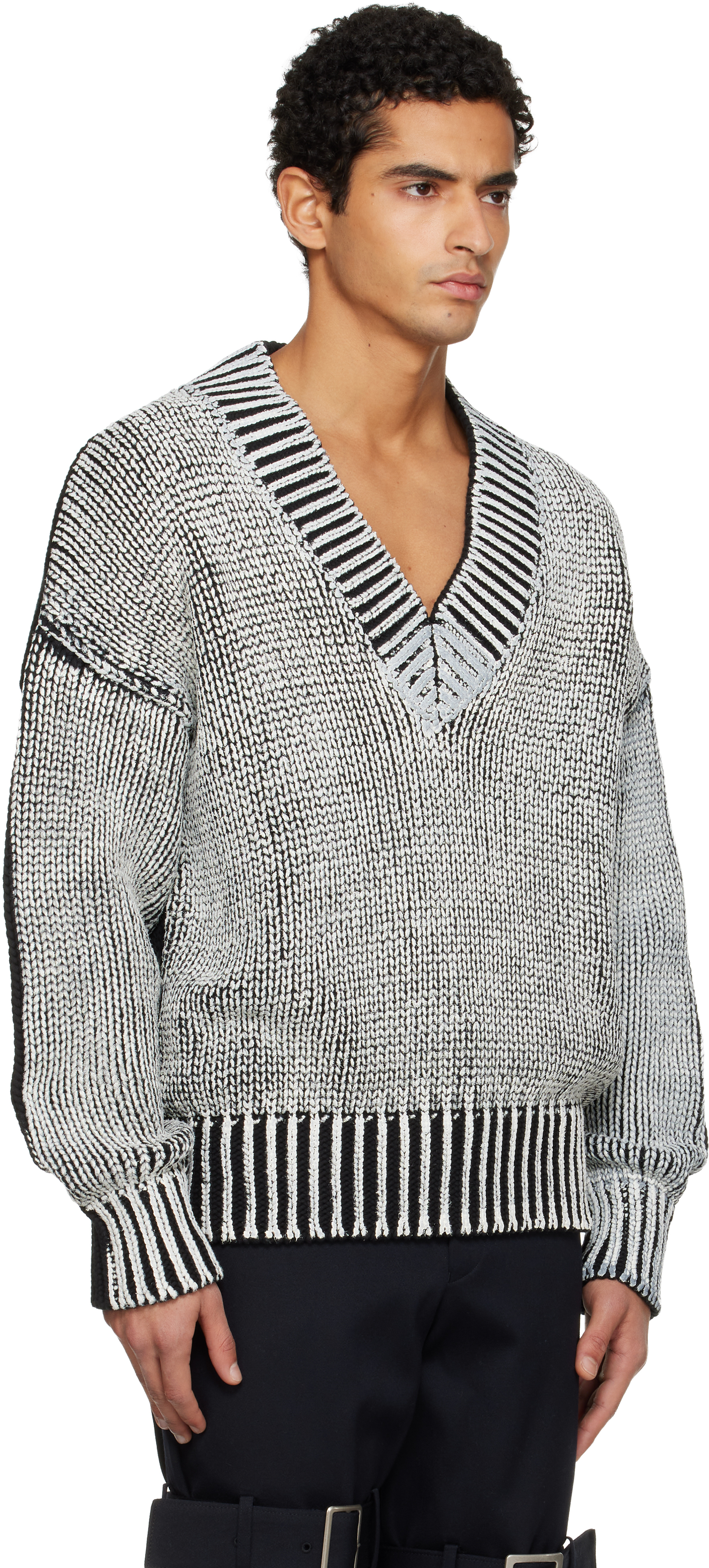 Vaquera Black & White Oversized Sweater In Gray