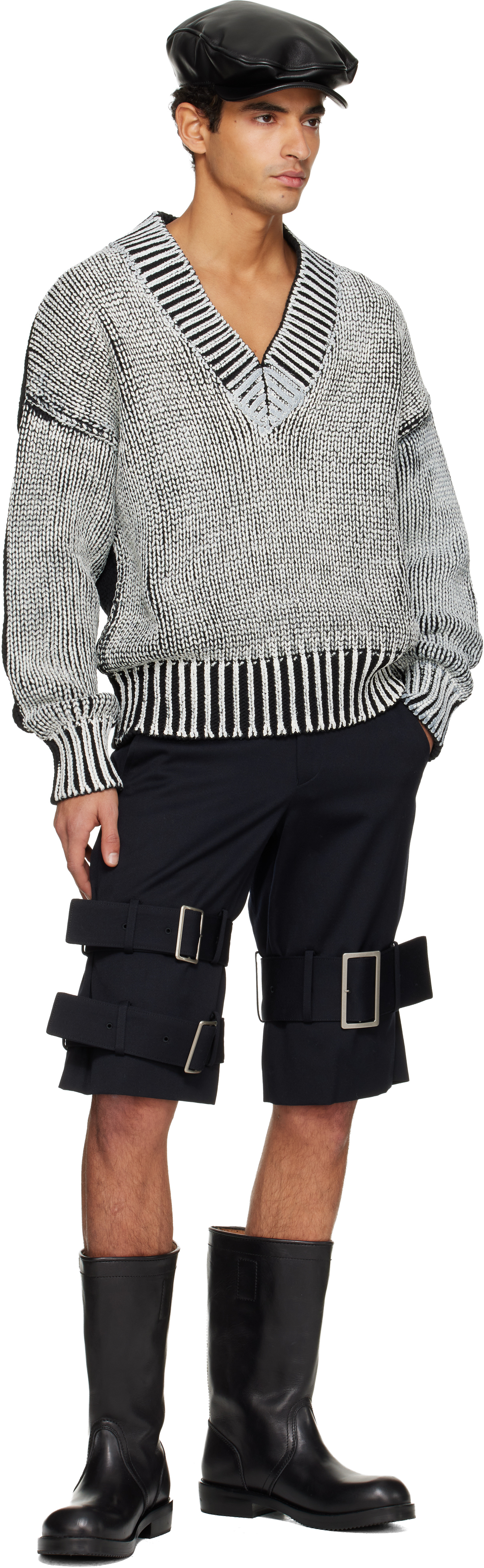Vaquera Black & White Oversized Sweater In Gray