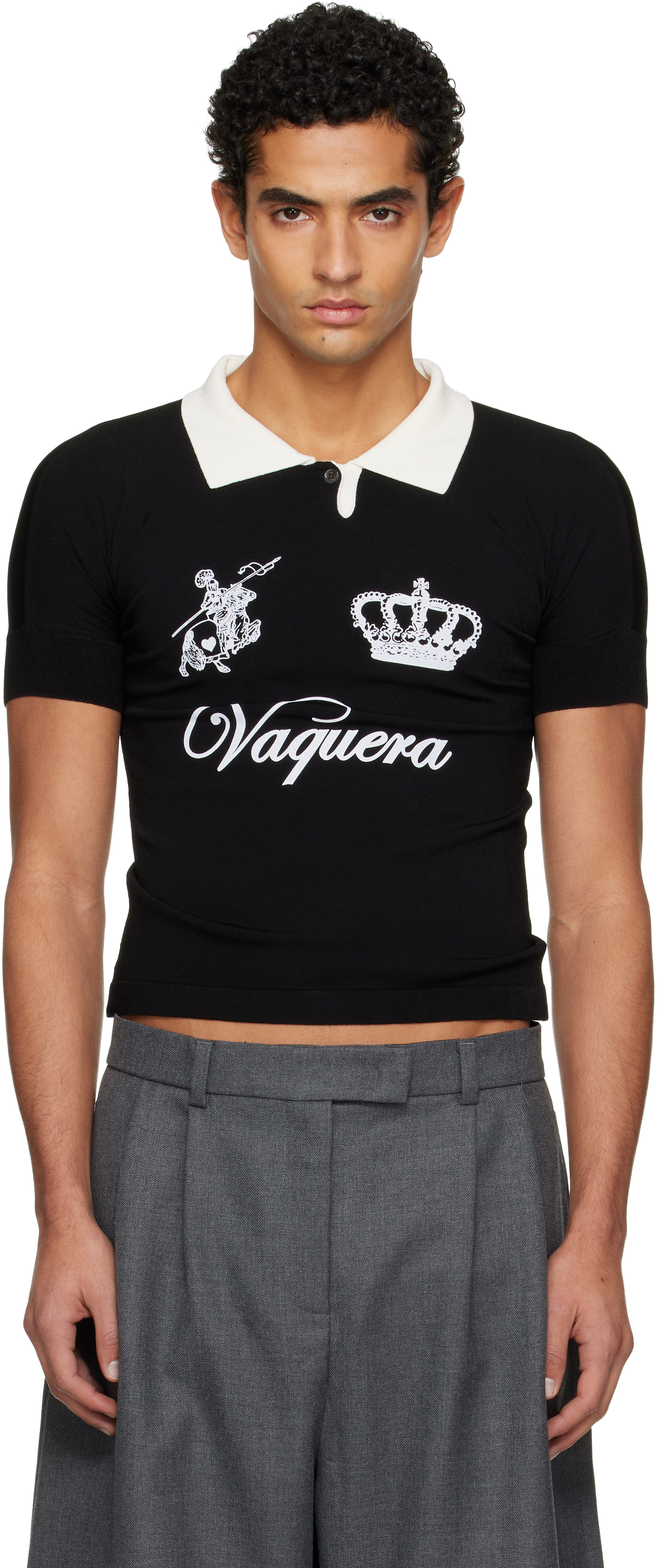 Vaquera Black Knit Polo