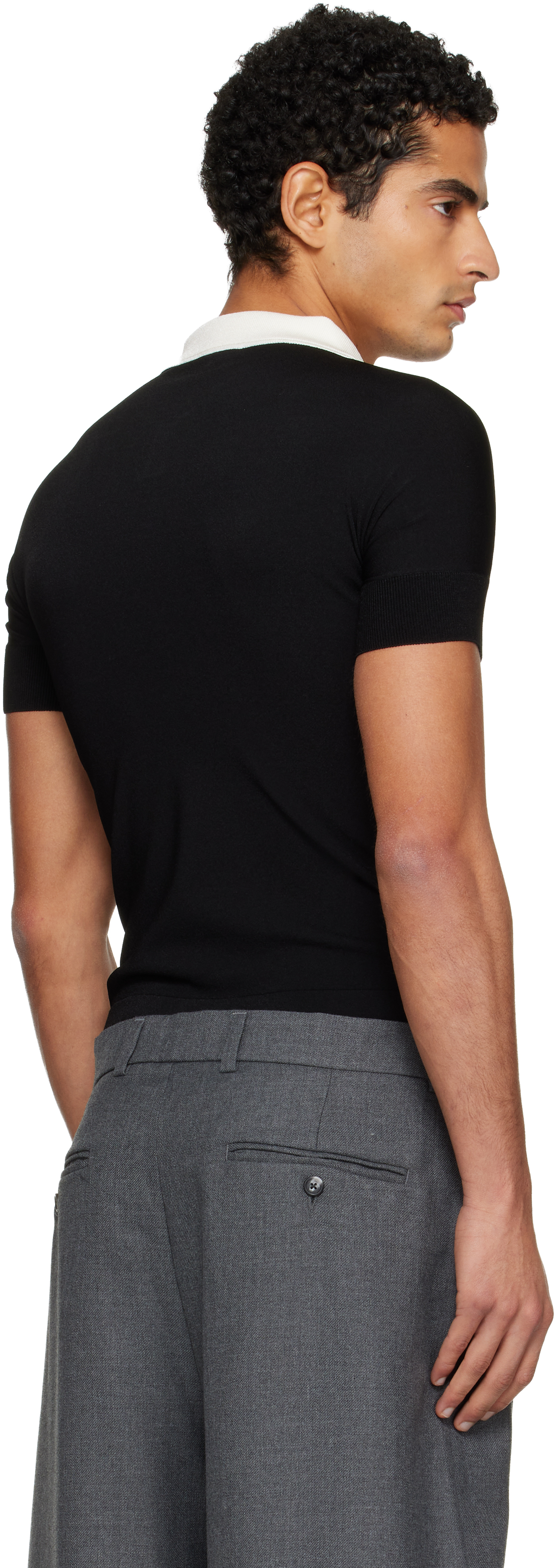Vaquera Black Knit Polo In Black