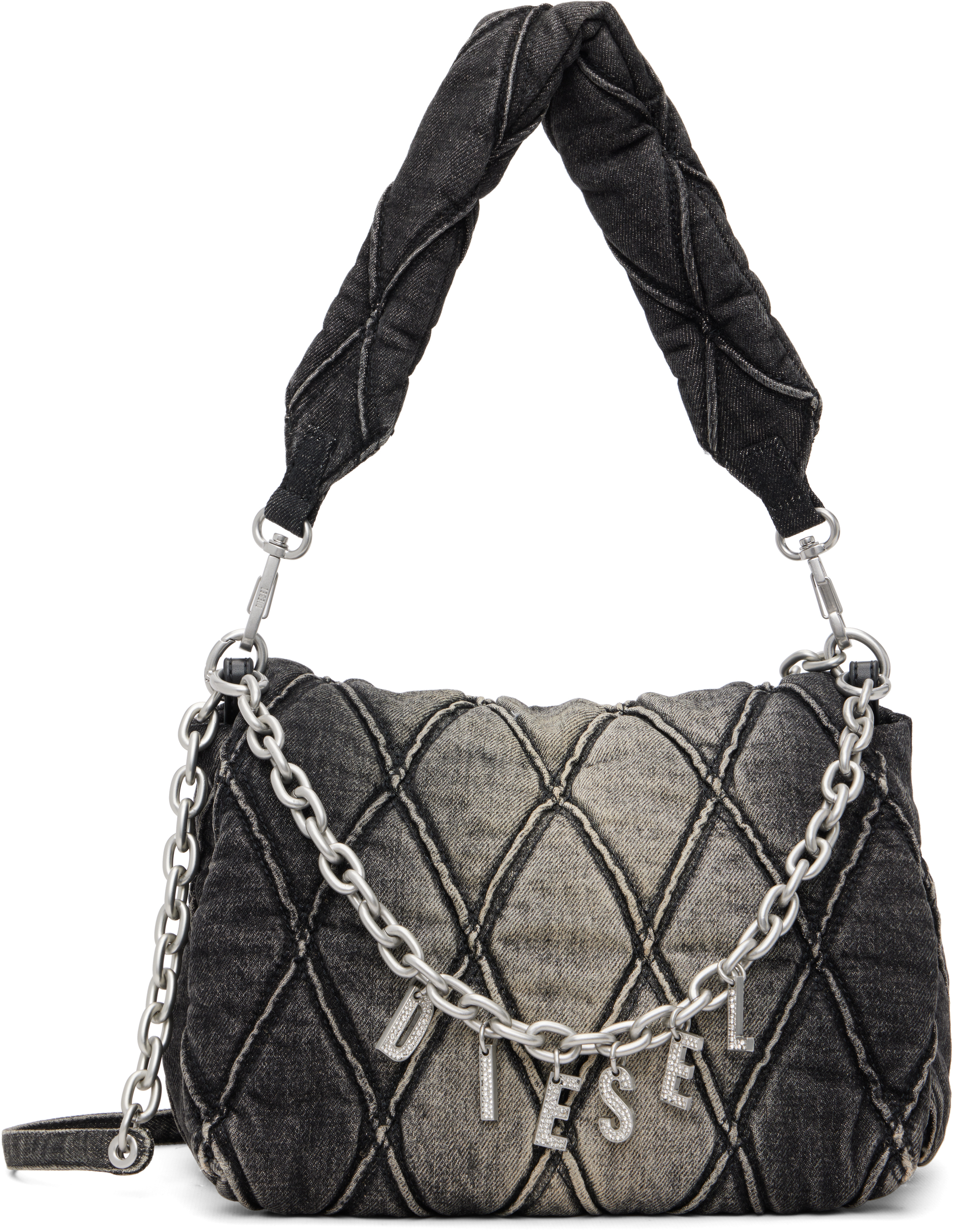 Black Charm-D Shoulder M Bag by Diesel on Sale