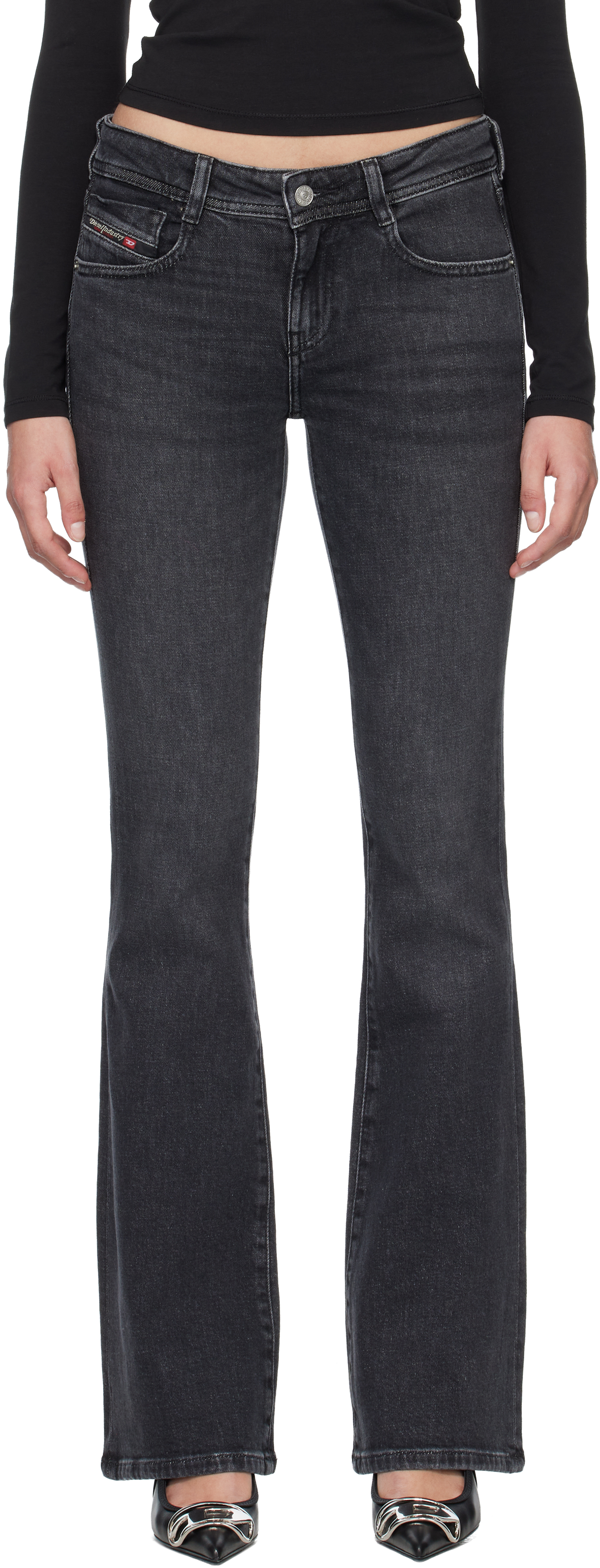 DIESEL デニム ブラックスリムブーツカット25 1969 D-EBBEY Diesel: ブラック 1969 D-Ebbey ブーツカット ジーンズ | SSENSE 日本