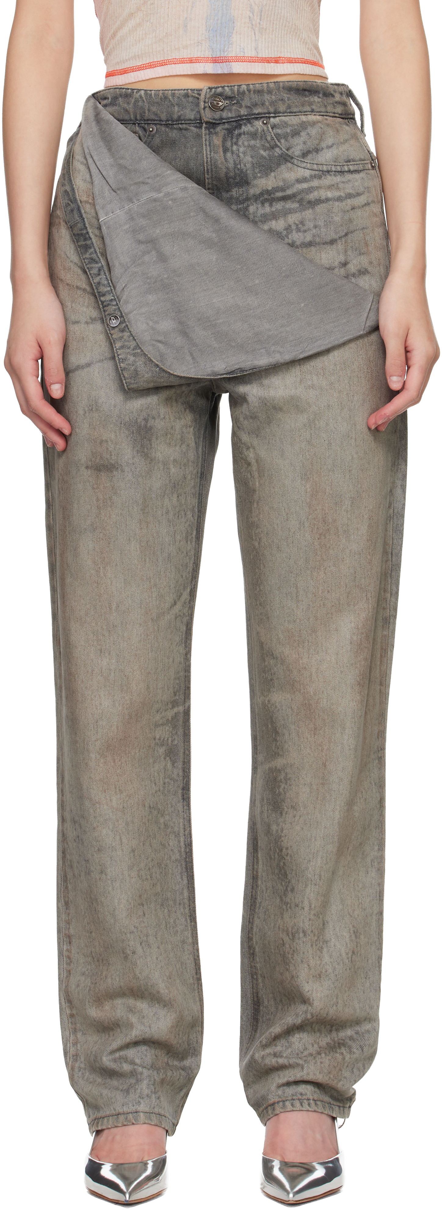 Diesel Gray D-Thalira Slim High Waist Jeans