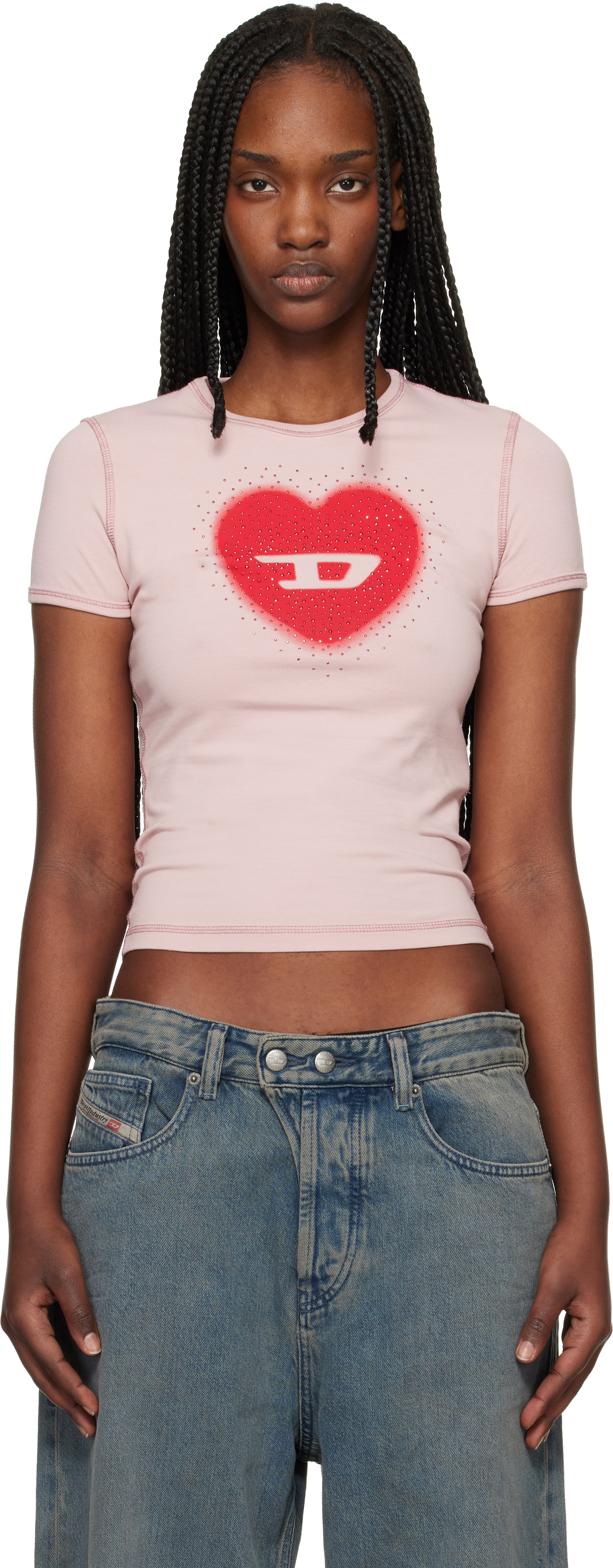 Pink T-Uncuties-Long-S5 T-shirt by Diesel on Sale