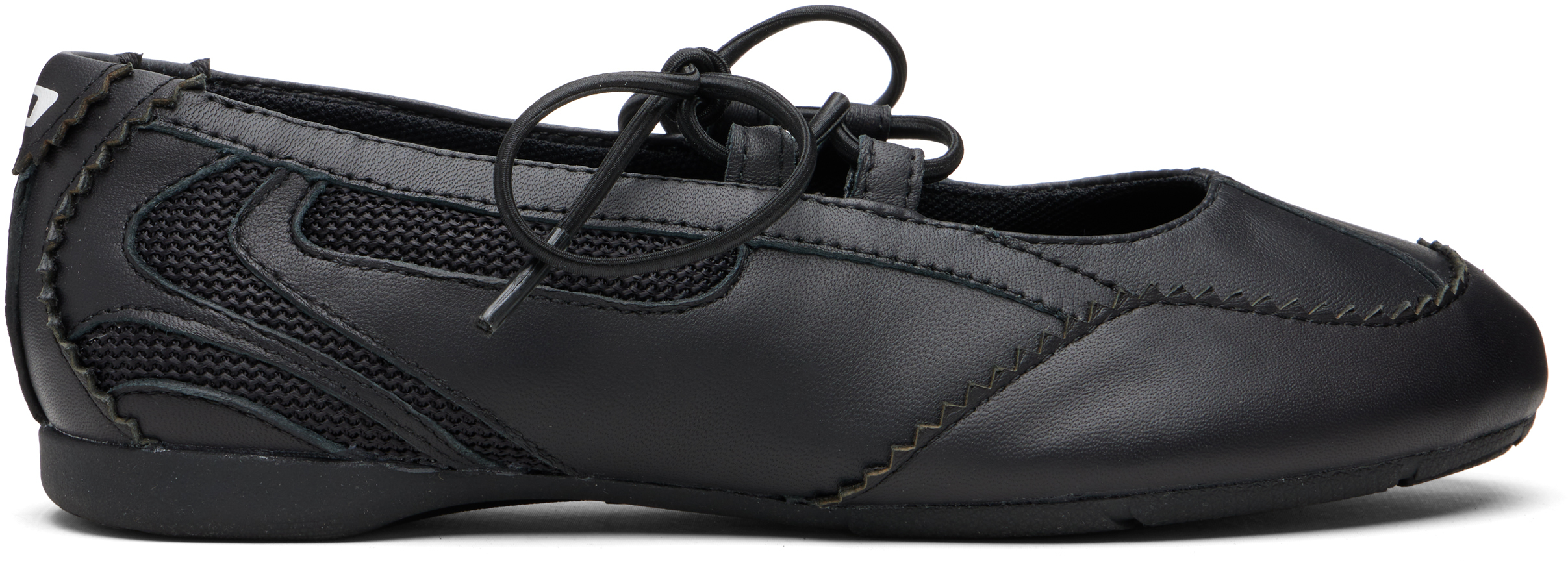 Black D-Mile Lace-Up Ballerina Flats by Diesel on Sale