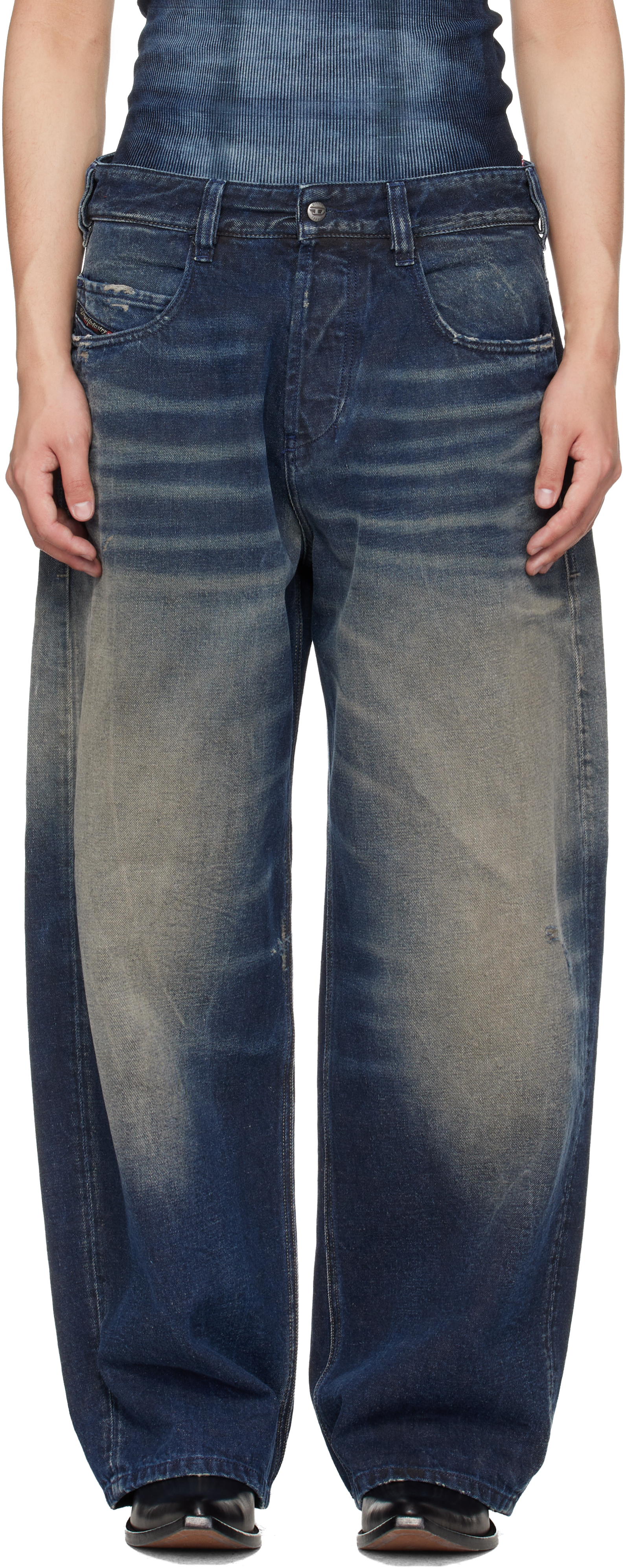 Diesel: Navy Regular Waist 1997 D-Enim-M Relaxed Jeans | SSENSE display picture 1