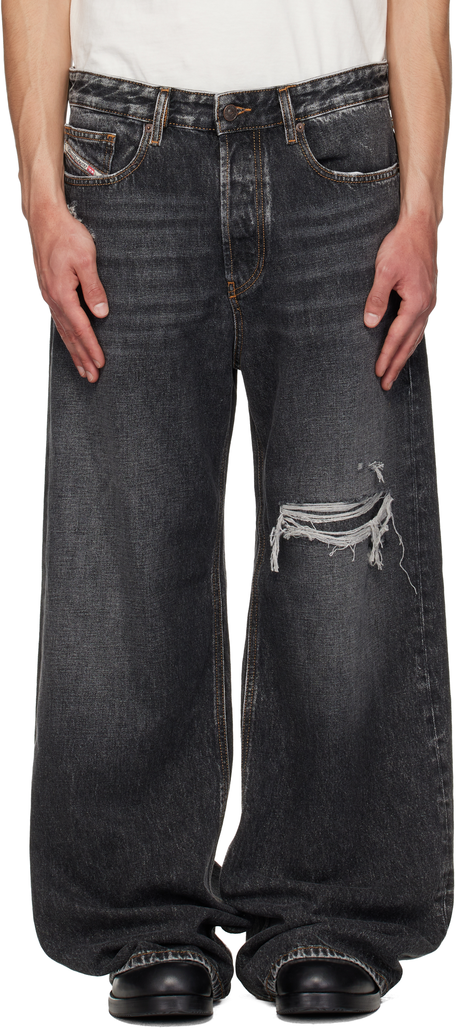 未使用 DIESEL D-Rise 007dn 26インチ Relaxed Jeans ローウエスト D-Rise | ブラック/ ダークグレー