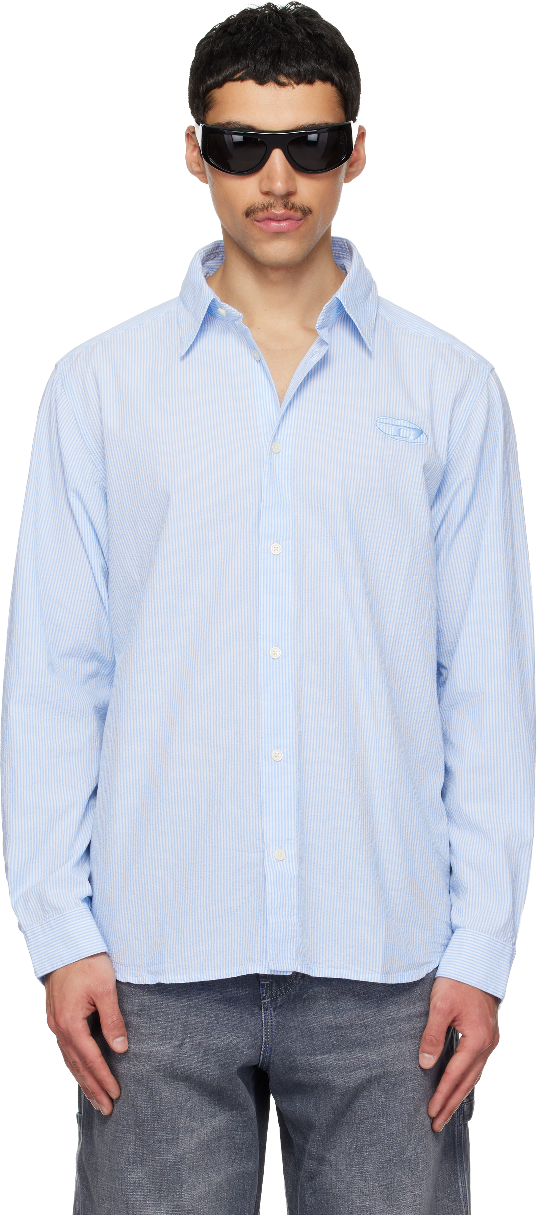 Blue & White S-Simply-Bkbz Shirt by Diesel on Sale