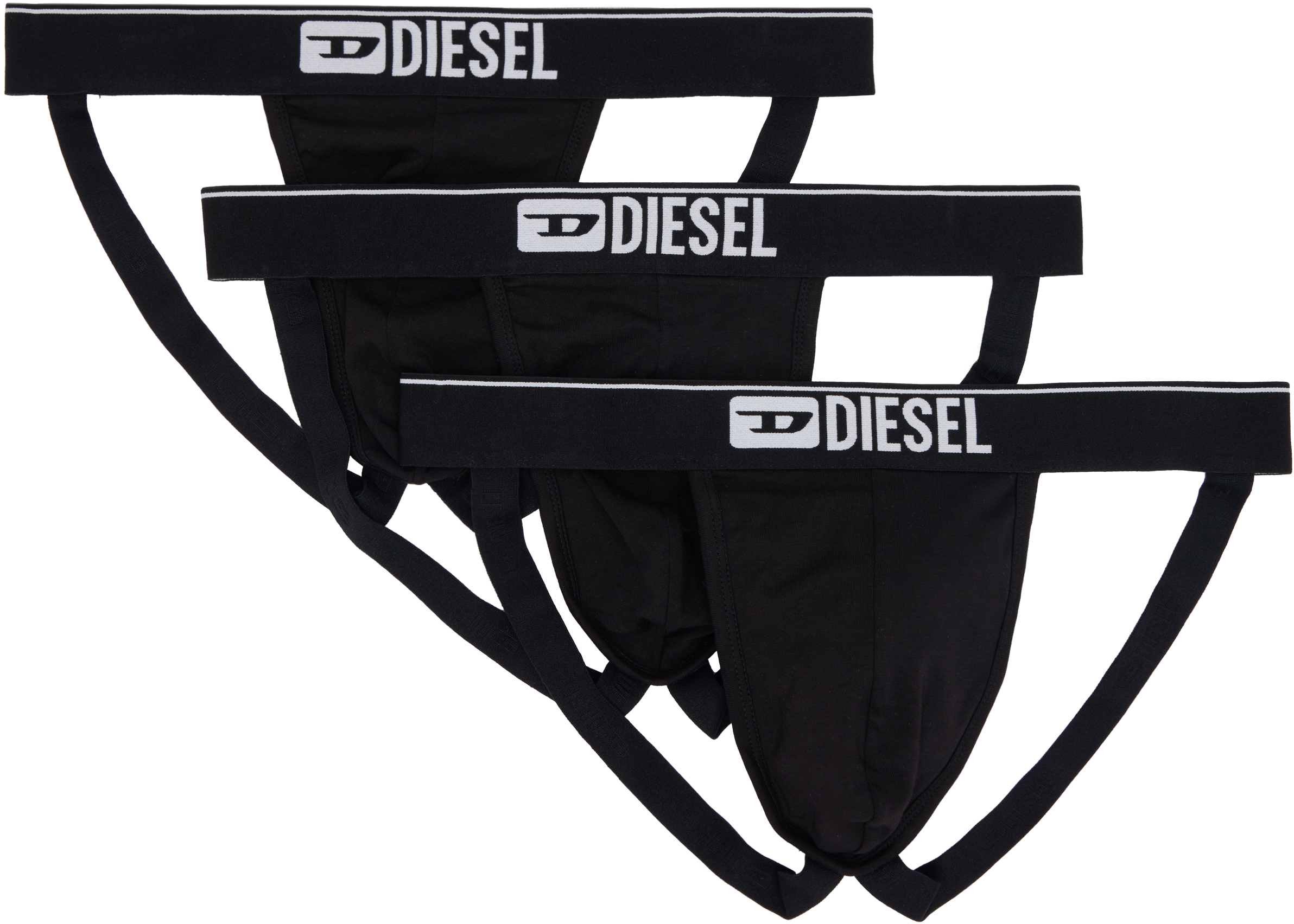 Diesel: ブラック Umbr-Jockythreepack ジョックストラップ 3枚セット