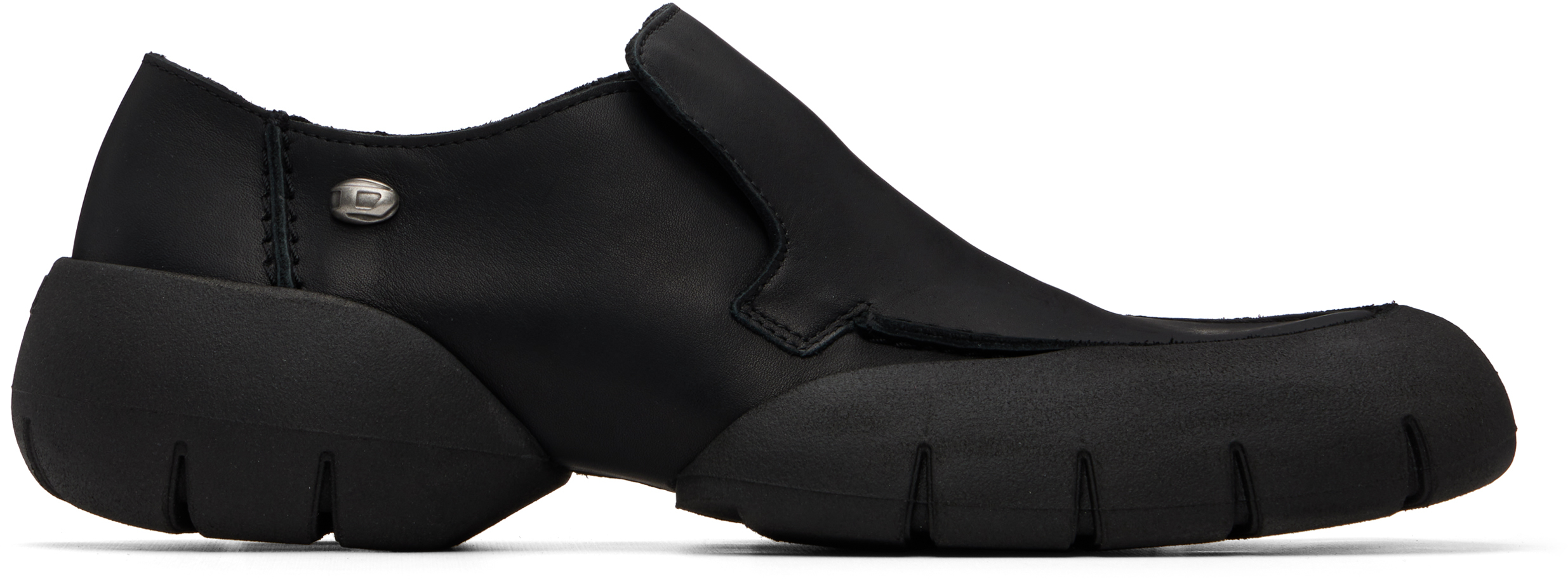 Diesel Black D-Mathieu-Brushed Leather Sneakers