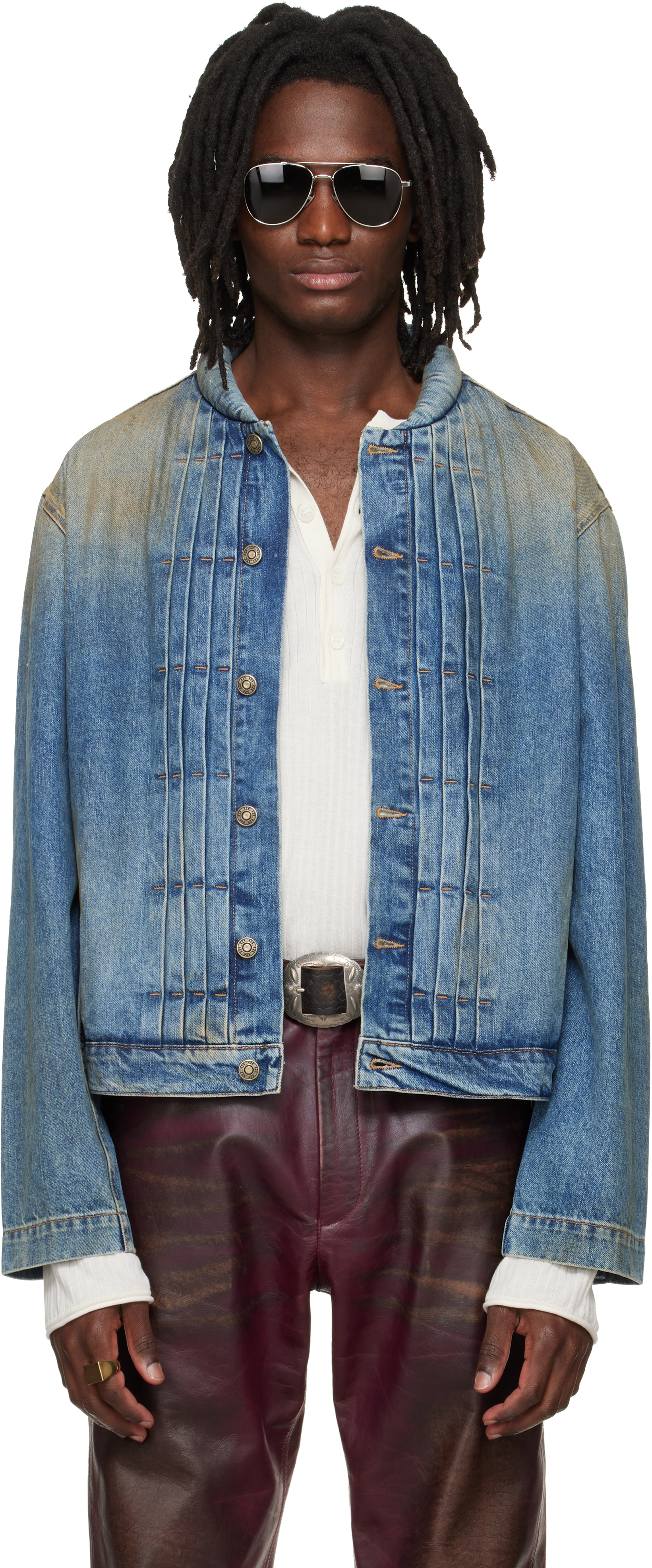 Blue Collection Trucker Denim Jacket by 424 on Sale