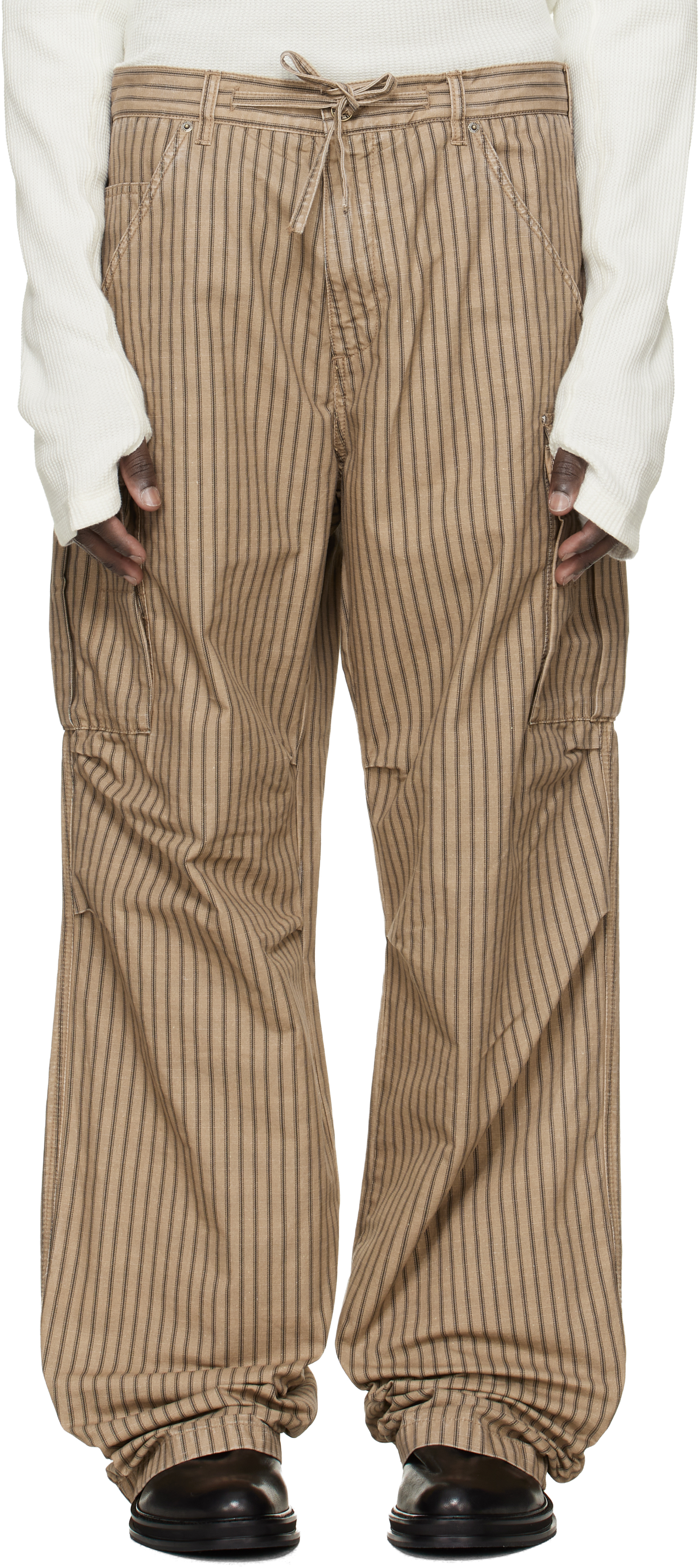 Beige Camo Stripe Cargo Pants