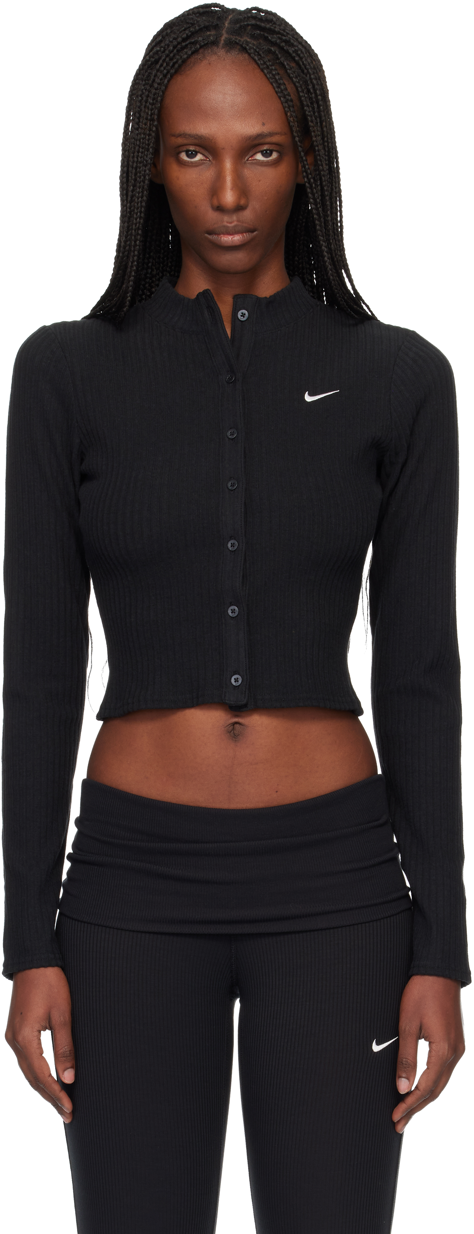 新品未着用MARNO Chloe knit tops black Nike: Black Chill Knit Wide Rib Cardigan | SSENSE Canada