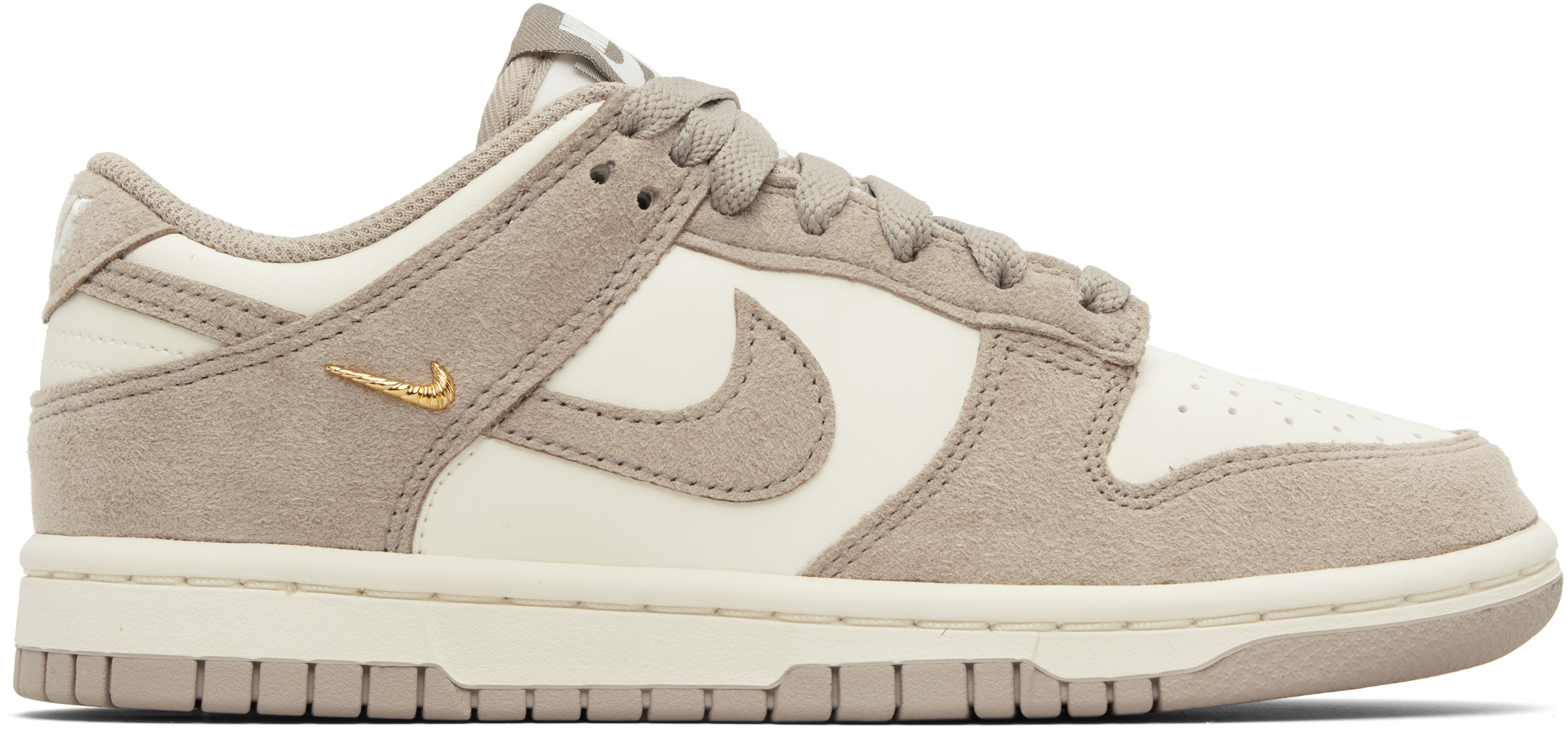 NIKE Taupe & White Dunk Low Sneakers