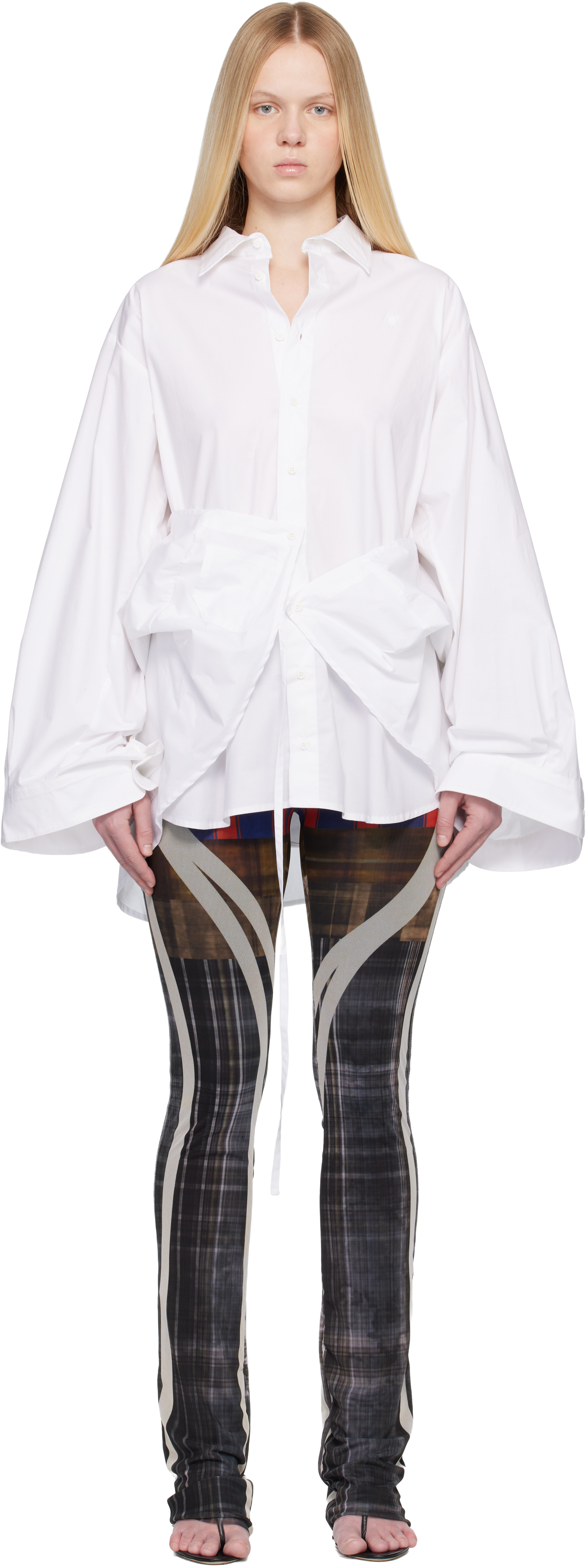 White Liberated Double Shirt Minidress