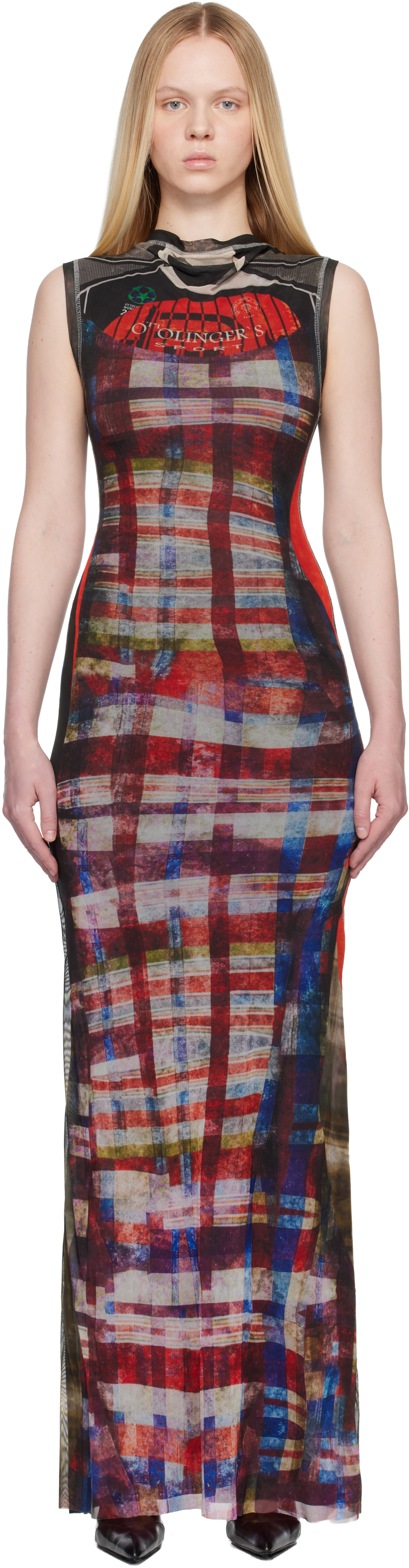 Ottolinger Red & Black Mesh Maxi Dress Ottolinger Red & Black Mesh Maxi Dress