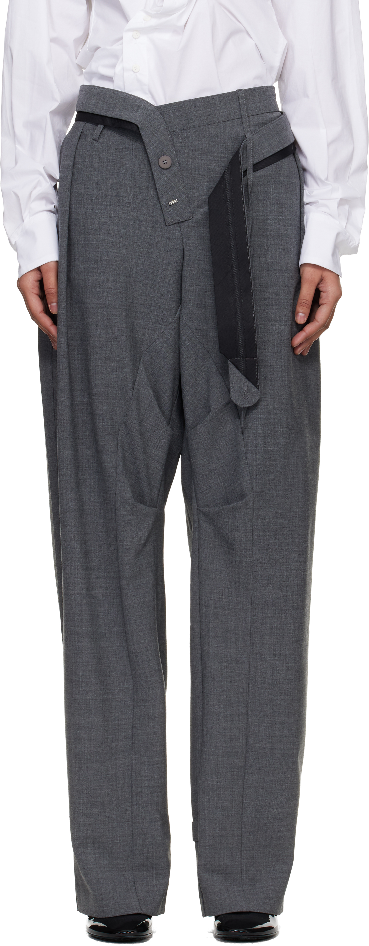 Ottolinger Gray Strapped Baggy Suit Trousers