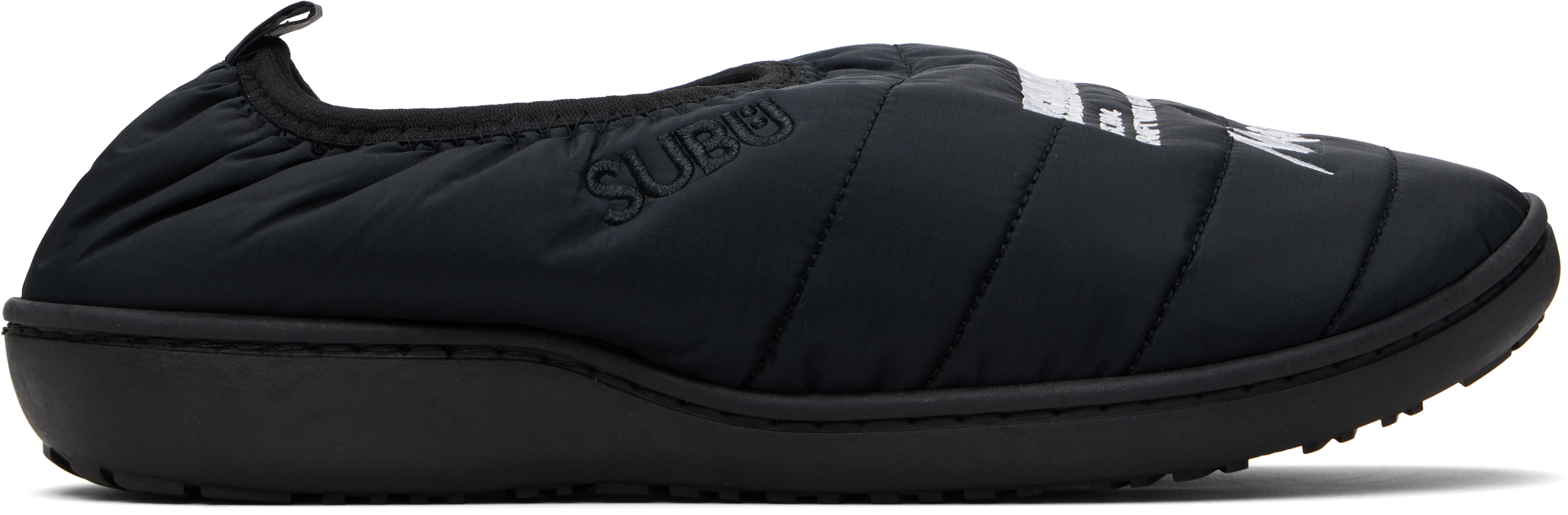 Neighborhood: Black NANGA & SUBU Edition Vamp Slippers | SSENSE Canada