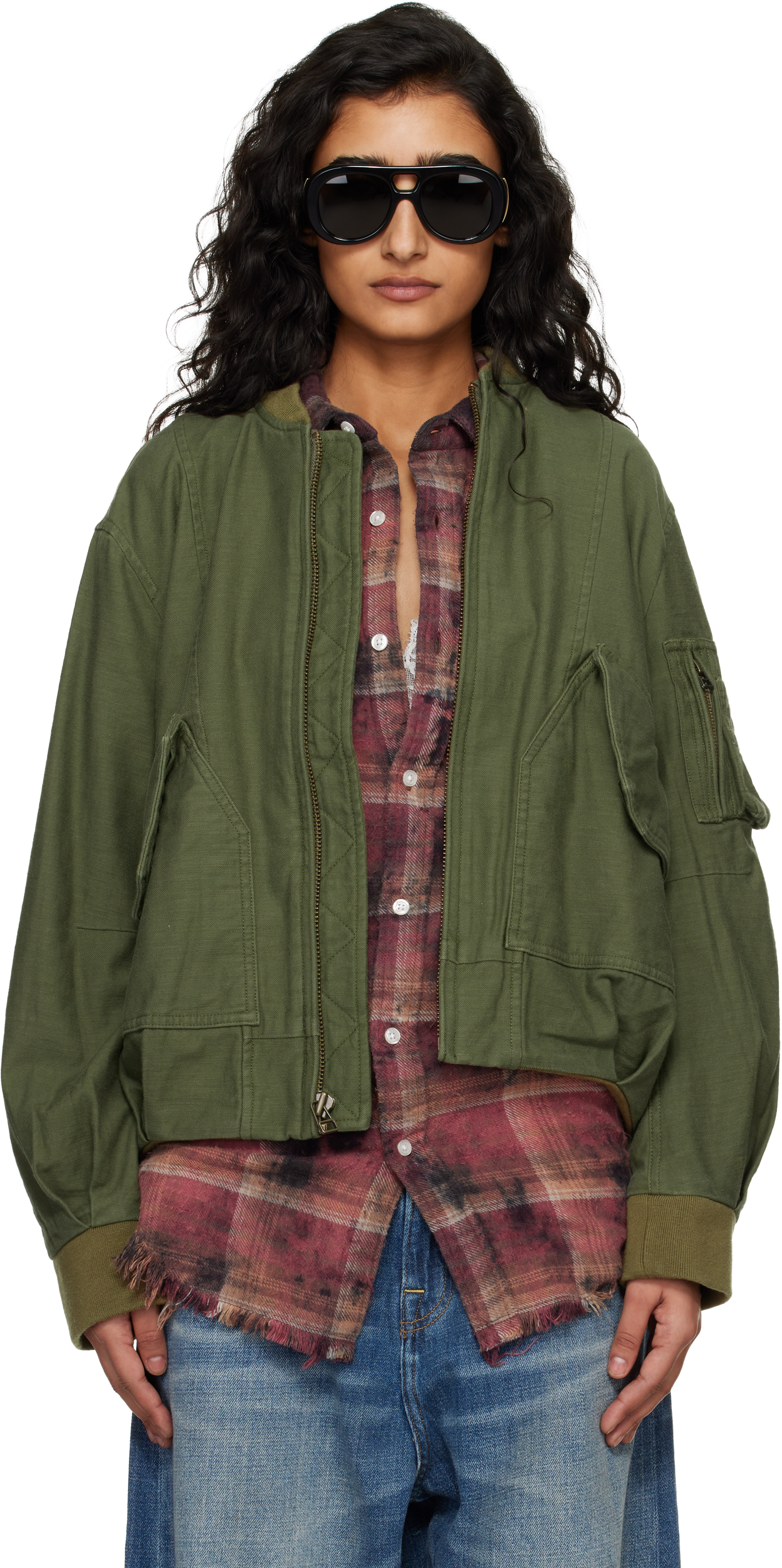 R13 Khaki Bubble Bomber Jacket