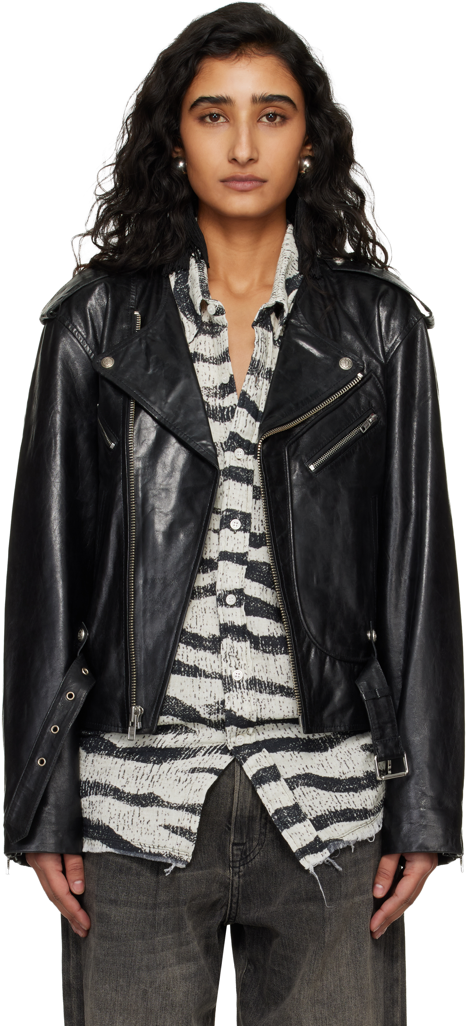 R13: Black Moto Leather Jacket | SSENSE