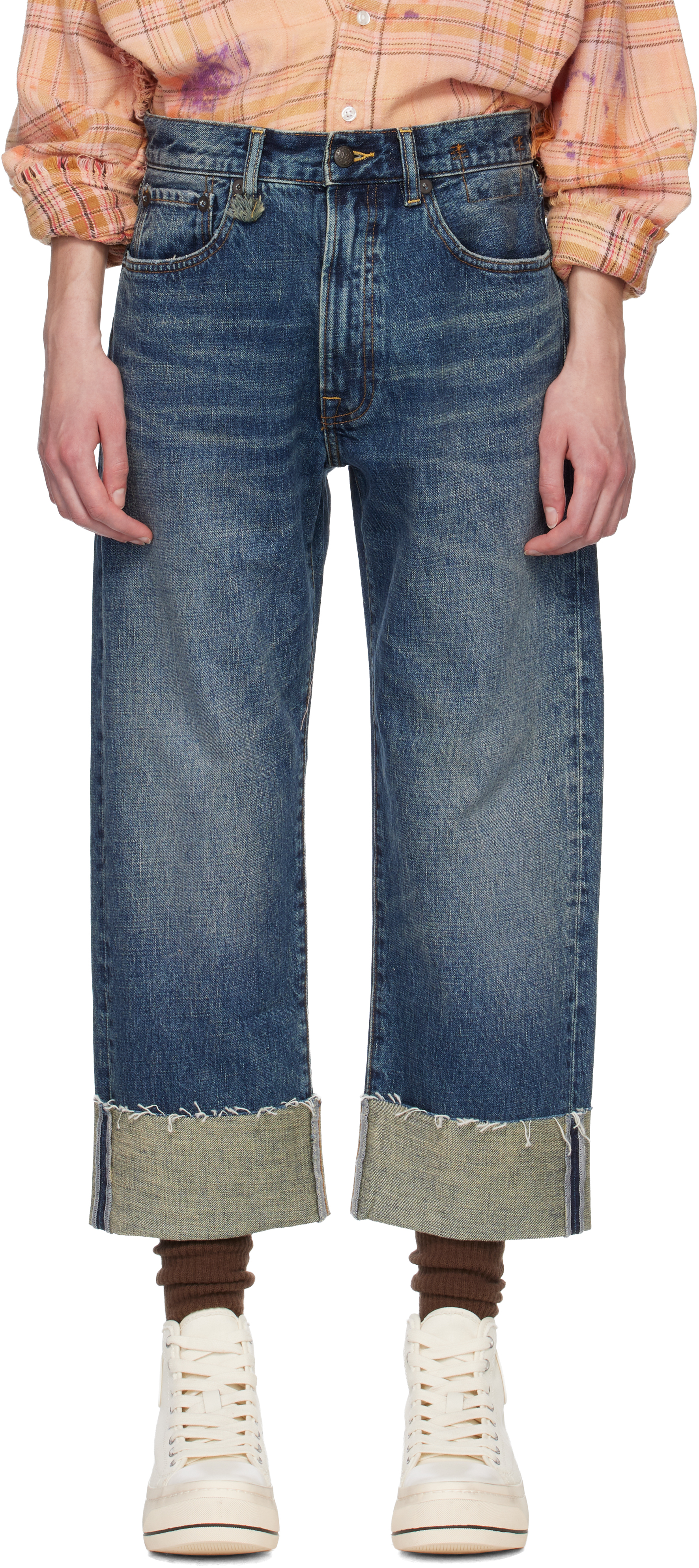 R13 Blue Cuffed X-Boyfriend Jeans